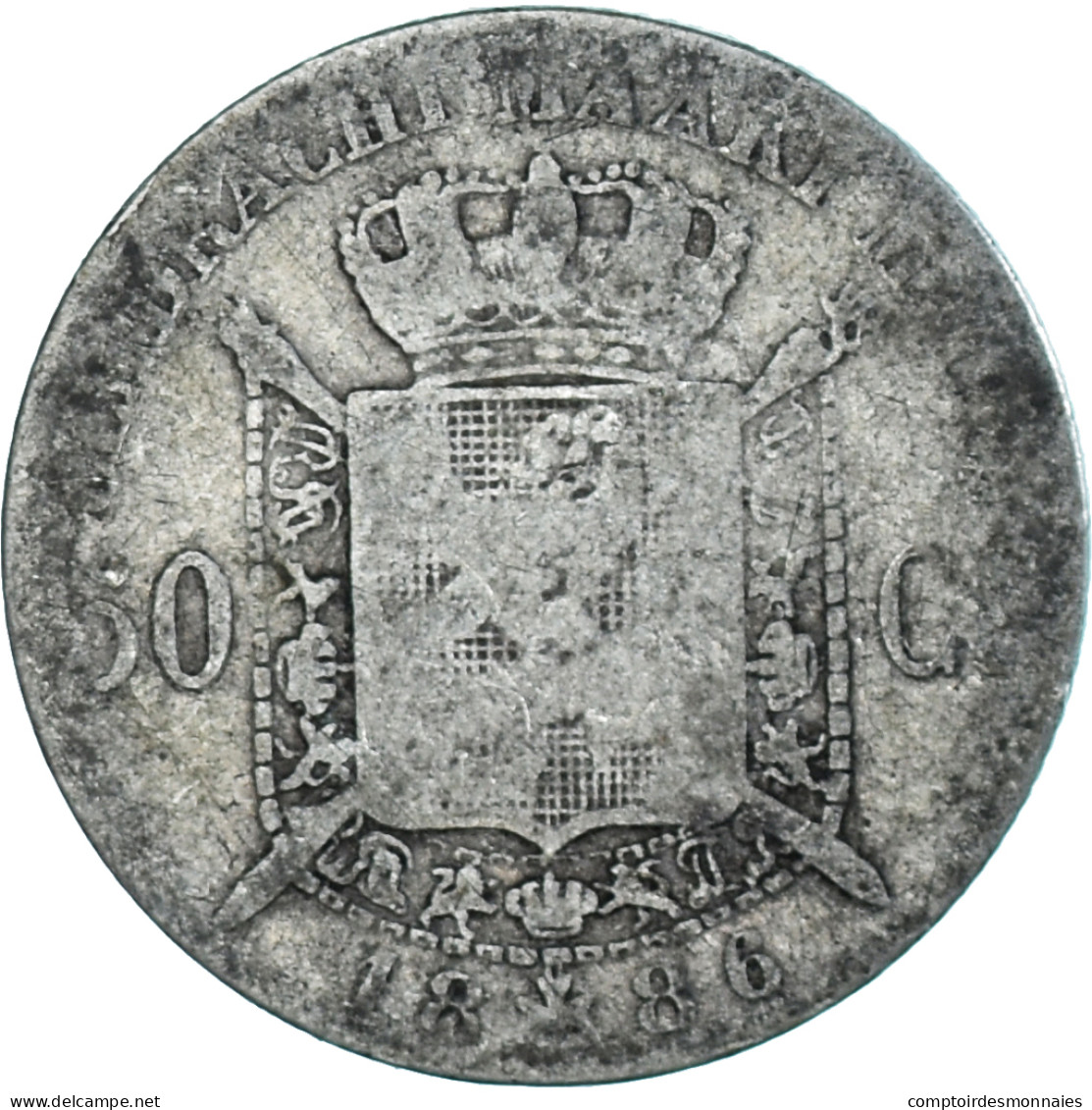 Monnaie, Belgique, Leopold II, 50 Centimes, 1886, TB, Argent, KM:27 - 50 Cents