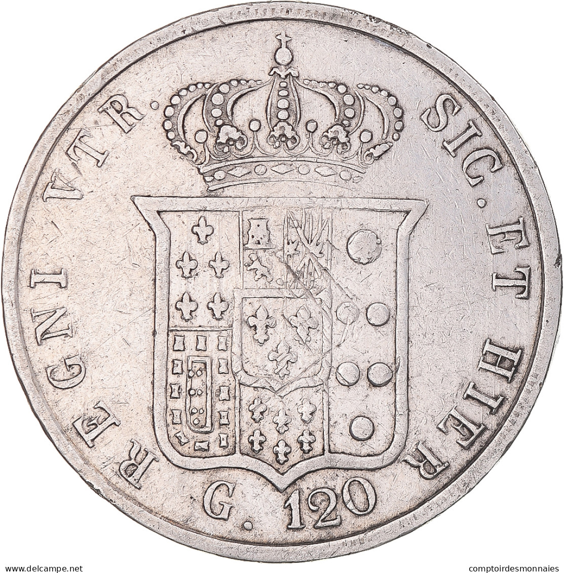 Monnaie, États Italiens, NAPLES, Ferdinando II, 120 Grana, 1857, Naples, TB+ - Nápoles & Sicile