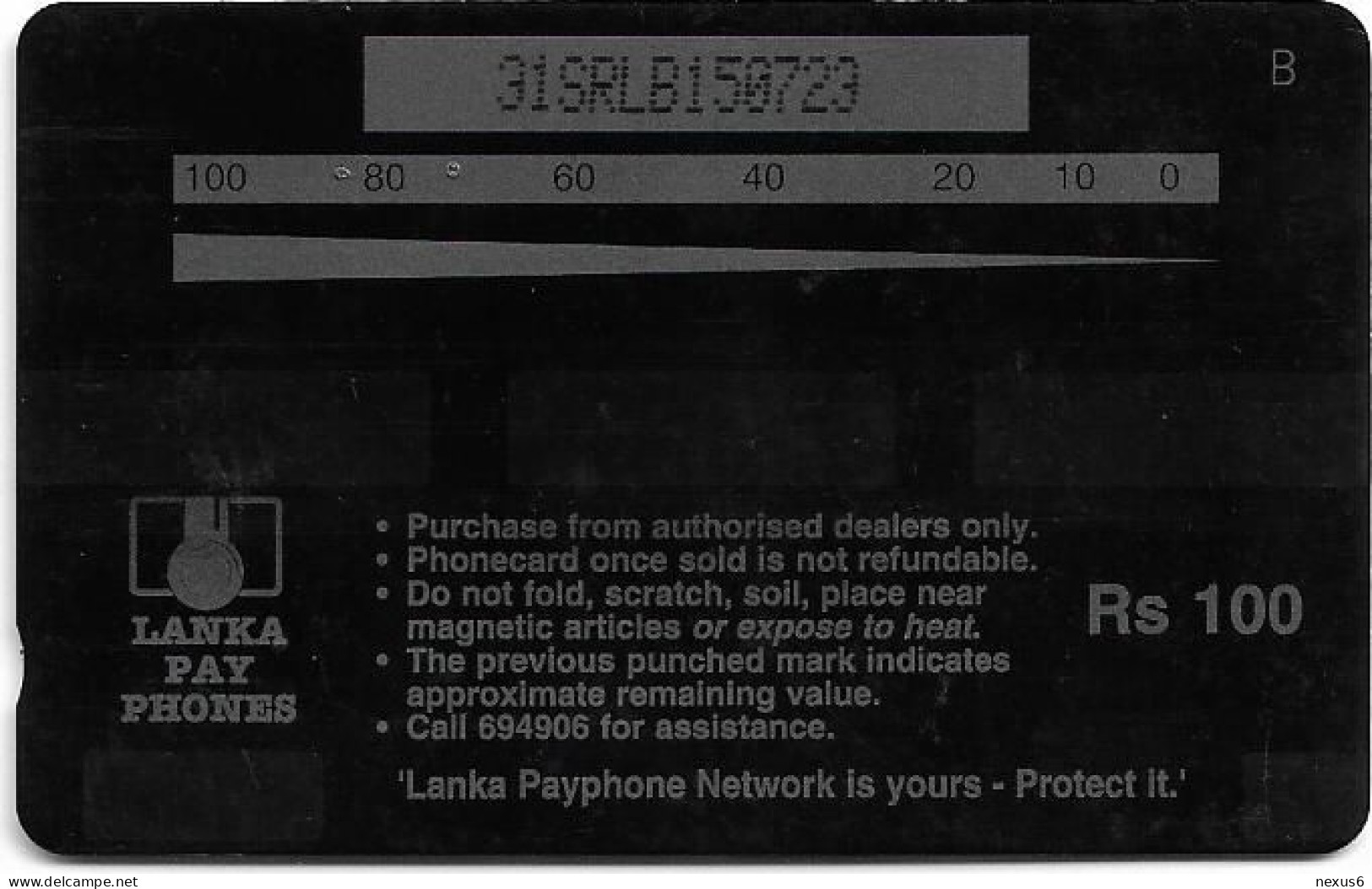Sri Lanka - Lanka Pay Phones (GPT) - Calendar 1997 - 31SRLB (Dashed Zero Ø, Letter B) - 100Rs, Used - Sri Lanka (Ceilán)