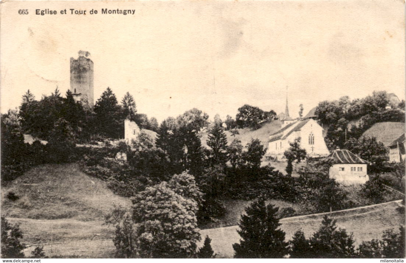 Eglise Et Tour De Montagny (665) * 11. 7. 1912 - Montagny