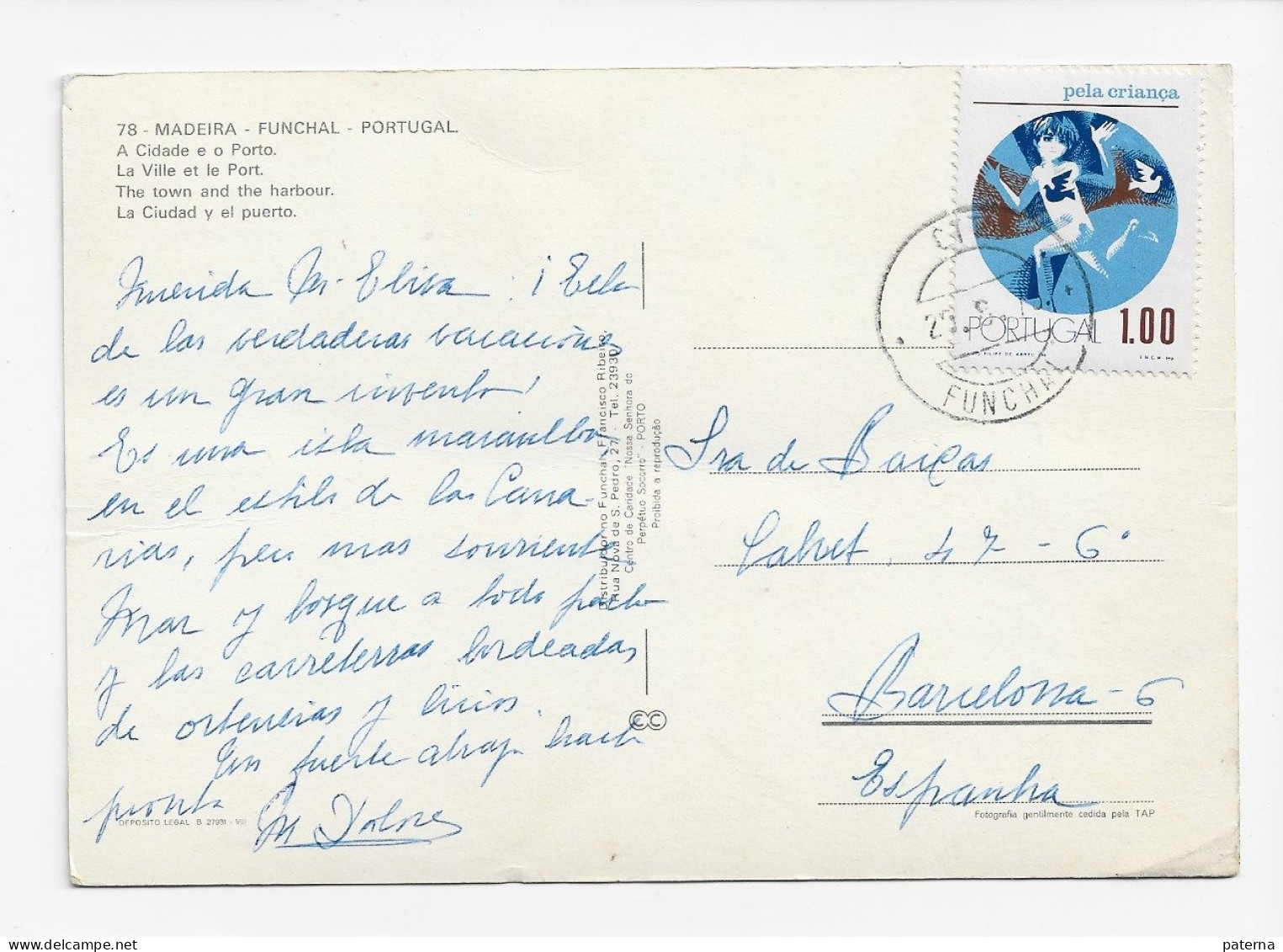 3779   Postal   Madeira, Funchal 1975 Portugal.CTT - Lettres & Documents