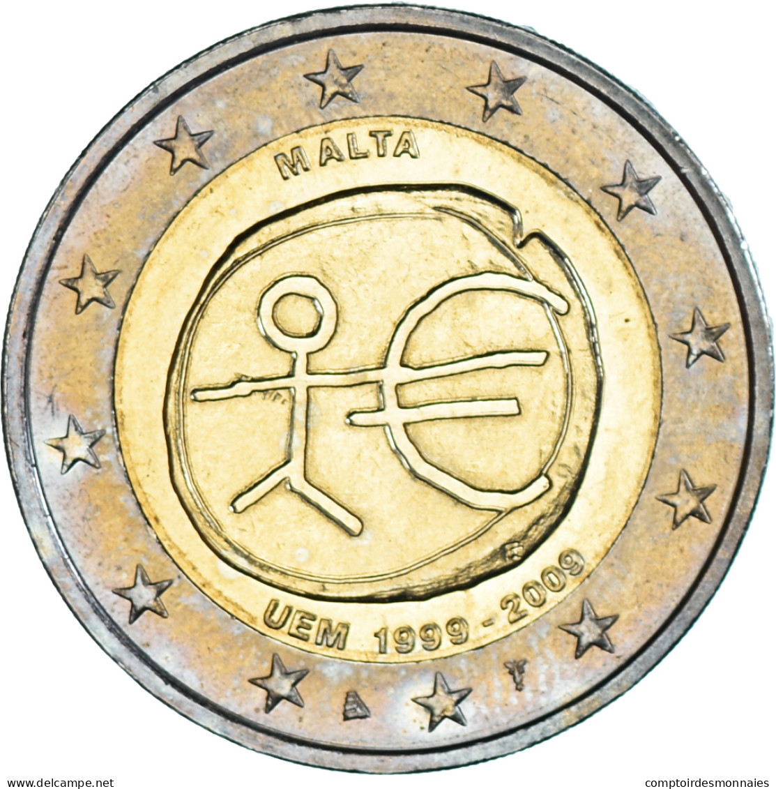 Malte, 2 Euro, 2009, Paris, 10 TH ANNIVERSARY UEM., SUP, Bimétallique, KM:134 - Malte