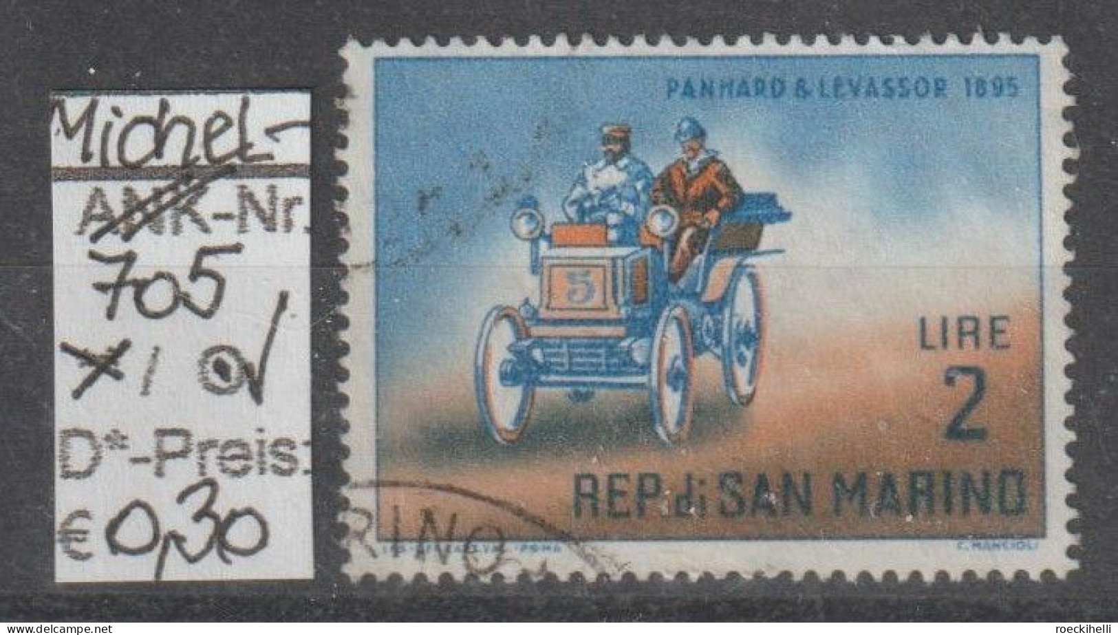 1962 - SAN MARINO - SM "Alte Automobile - Panhard..." 2 L Orangebraun/blau - O Gestempelt  - S.Scan (705o S.marino) - Usados
