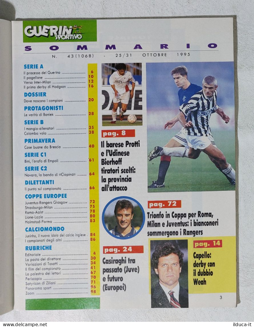 I115041 Guerin Sportivo A. LXXXIII N. 43 1995 - Del Piero - Inter Milan Derby - Deportes