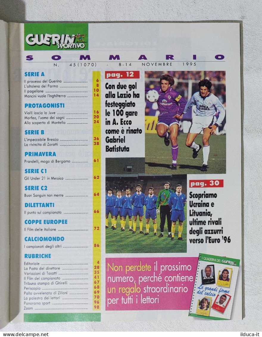 I115043 Guerin Sportivo A. LXXXIII N. 45 1995 - Vialli Chelsea - Mancini - Deportes