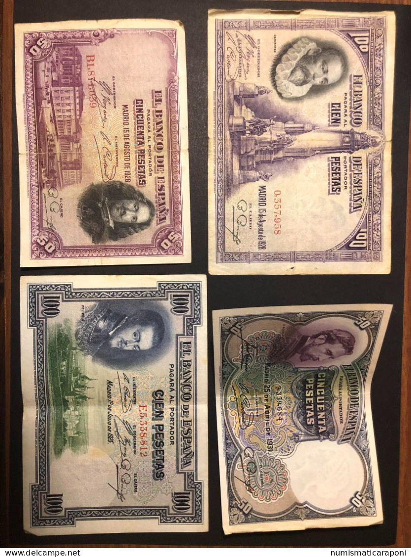 Spagna Spain 10 Banconote Da 50 Centimos A 100 PESETAS 1925-1937 Lotto 2352 - 500 Pesetas