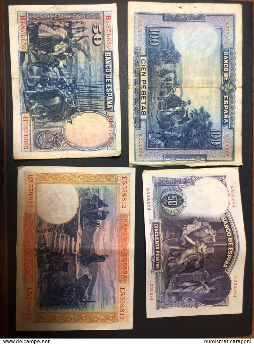 Spagna Spain 10 Banconote Da 50 Centimos A 100 PESETAS 1925-1937 Lotto 2352 - 500 Pesetas