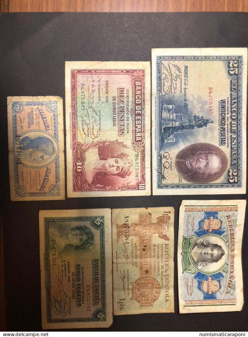 Spagna Spain 10 Banconote Da 50 Centimos A 100 PESETAS 1925-1937 Lotto 2352 - 500 Pesetas