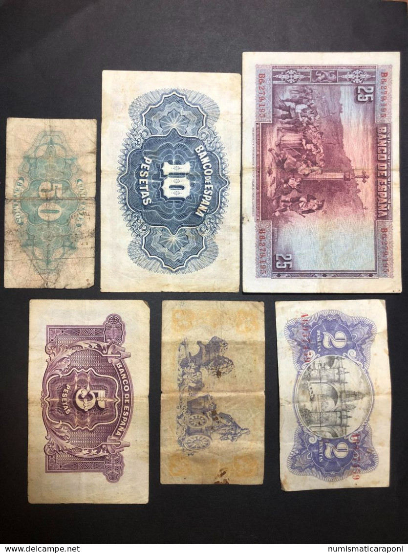 Spagna Spain 10 Banconote Da 50 Centimos A 100 PESETAS 1925-1937 Lotto 2352 - 500 Pesetas