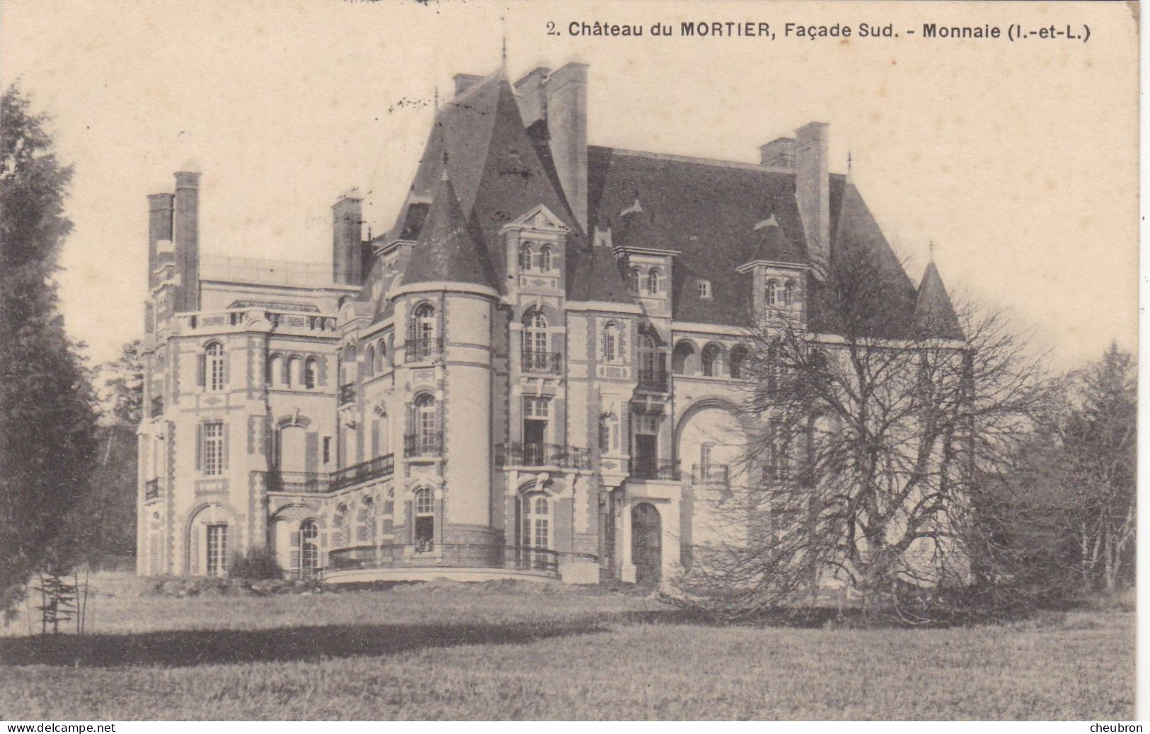 37. MONNAIE. CPA.  CHATEAU DU MORTIER FACADE SUD. ANNEE 1910 + TEXTE - Monnaie