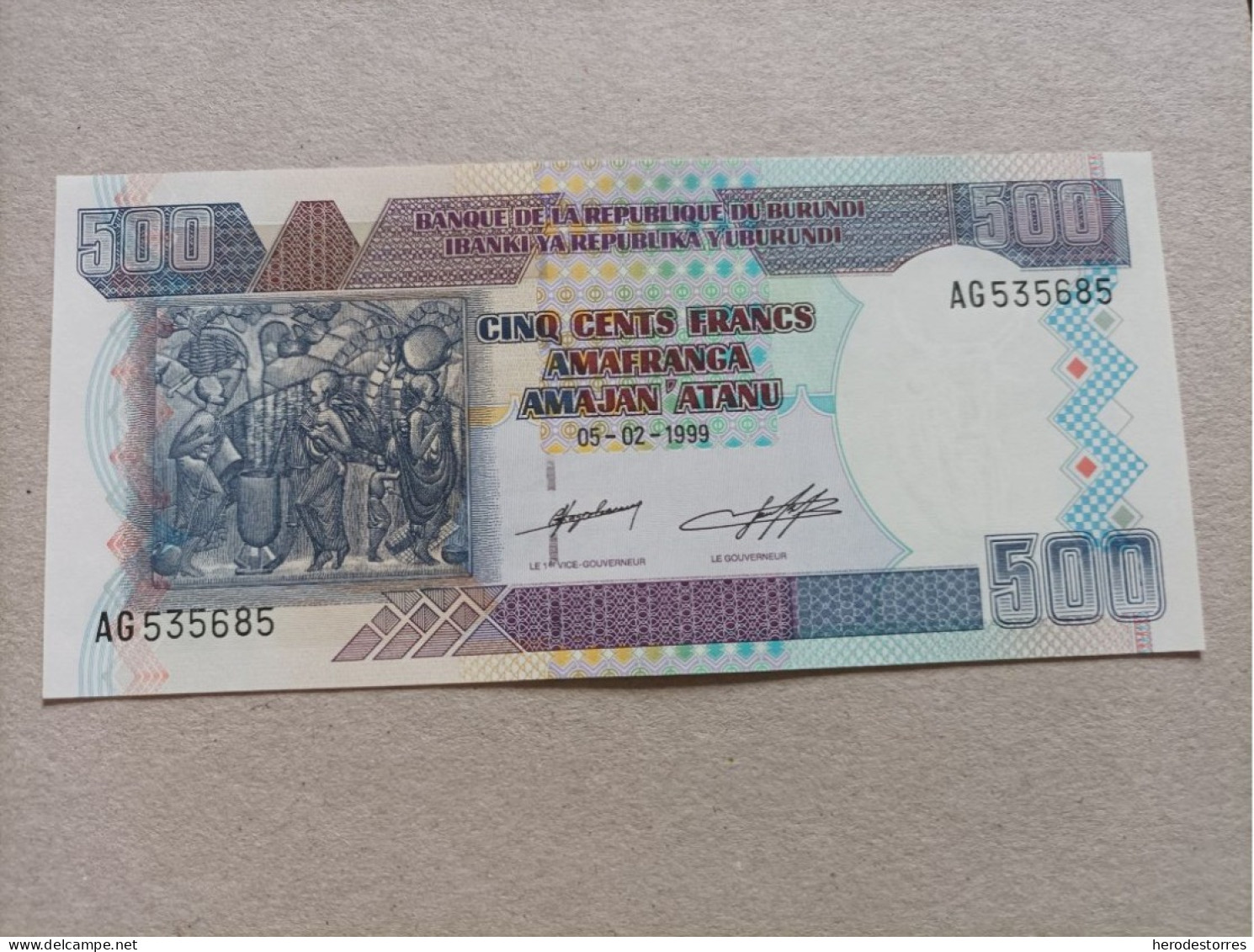 Billete De Burundi De 500 Francos, Año 1999, UNC - Burundi