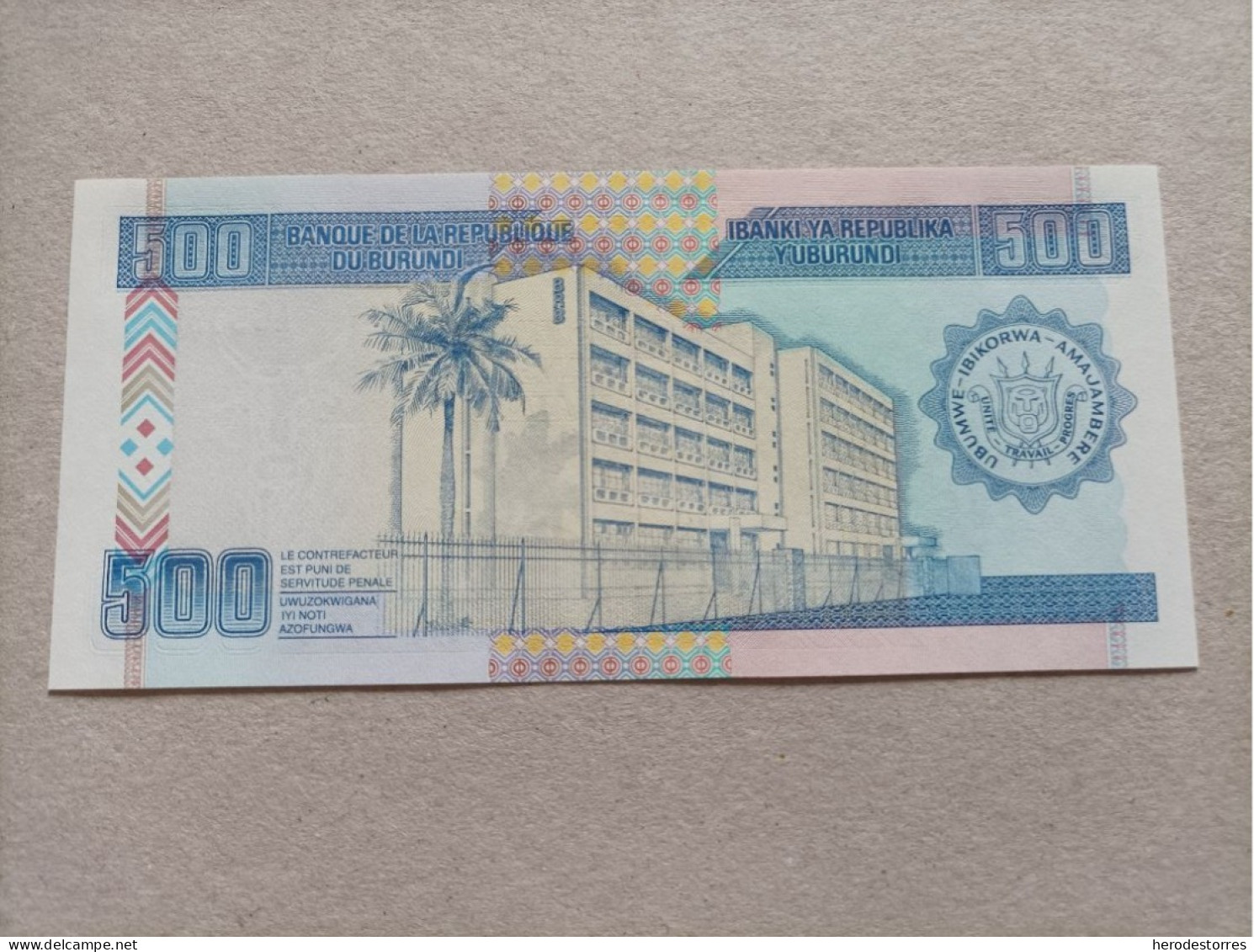 Billete De Burundi De 500 Francos, Año 1999, UNC - Burundi