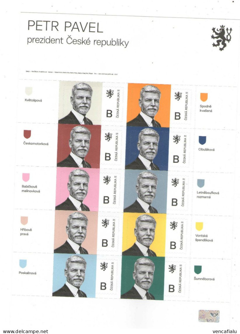Year 2023 - Czech President Petr Pavel,  10 Different Self-adhesive Stamps, MS - Blocks & Sheetlets