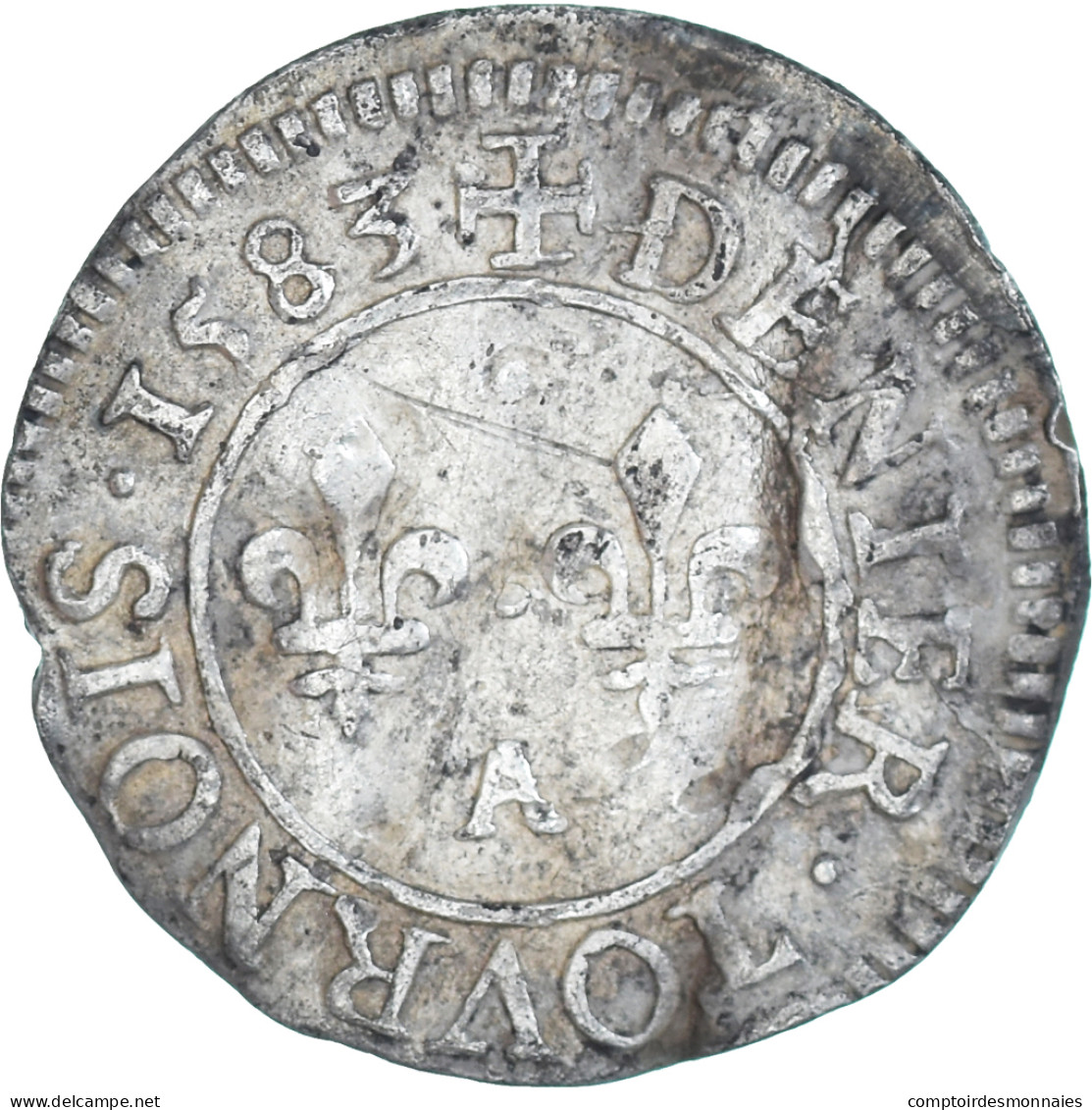 Monnaie, France, Henri III, Denier Tournois, 1583, Paris, ESSAI, TB+, Argent - 1574-1589 Enrique III