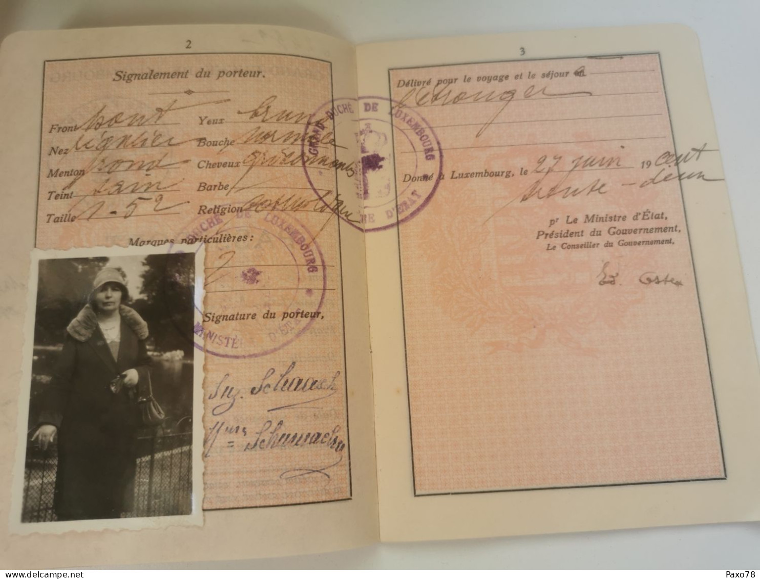 Luxembourg Passport 1932 Niederwiltz - Brieven En Documenten