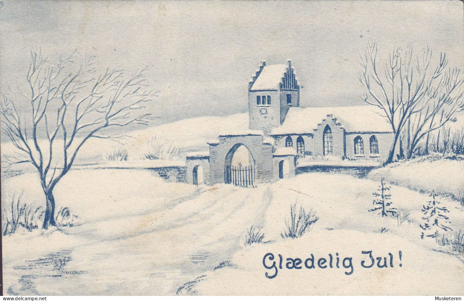 Denmark PPC Glædelig Jul Brotype Ia CHARLOTTENLUND (SCARCE Cds.) 1909 Locally Sent REadressed KJØBENHAVN STR. In Pencil - Briefe U. Dokumente