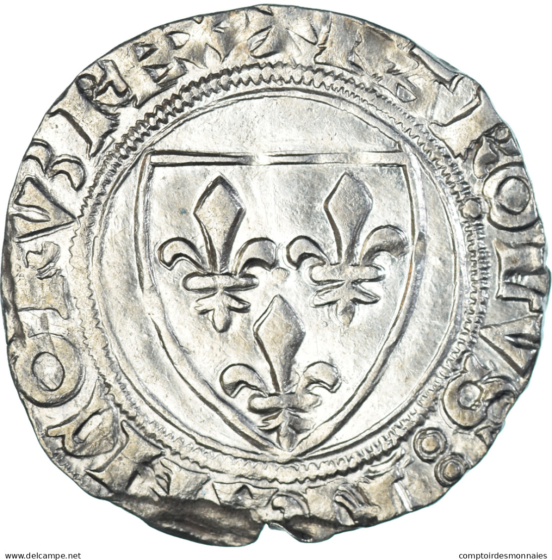 Monnaie, France, Charles VI, Blanc Guénar, 1380-1422, Montpellier, 2nd - 1380-1422 Charles VI The Beloved