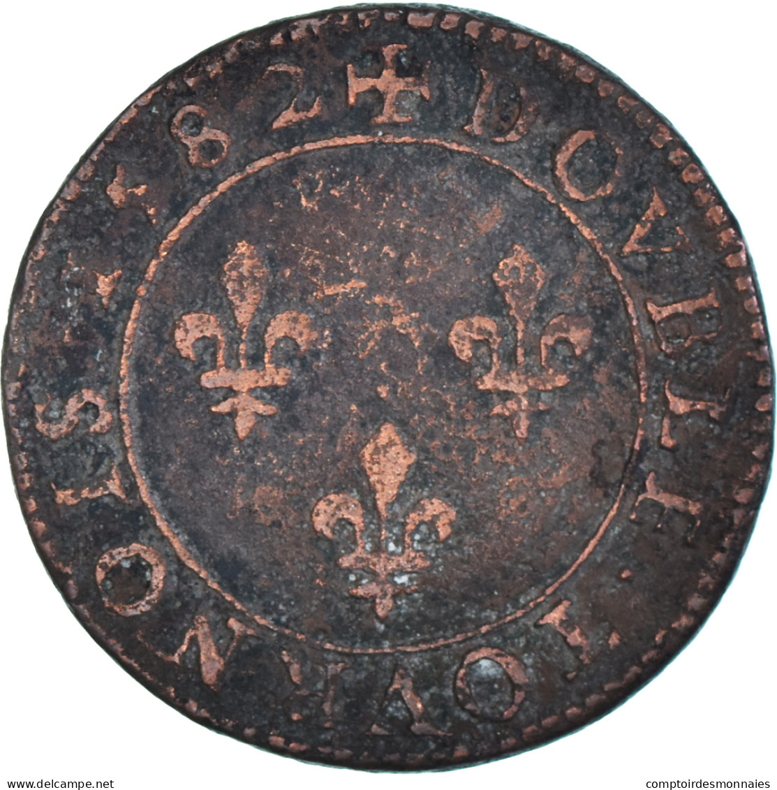 Monnaie, France, Henri III, Double Tournois, 1582, Paris, TB+, Cuivre, CGKL:84 - 1574-1589 Enrico III