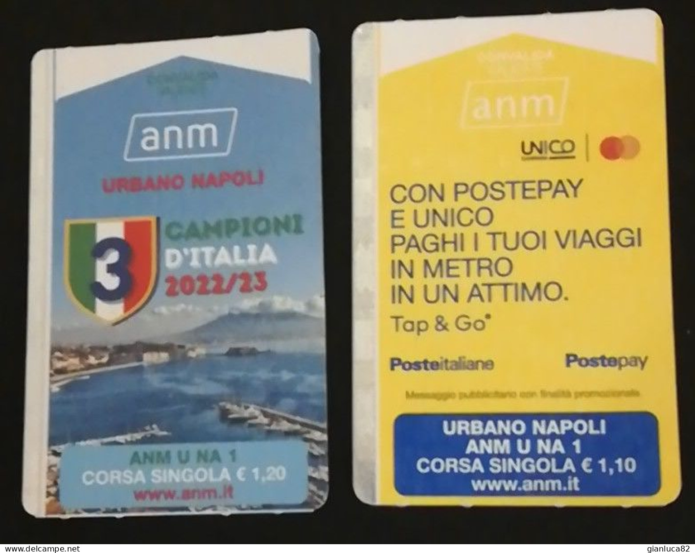 Coppia Biglietti ANM Napoli Campioni D’Italia E Postpay (70)  Come Foto Viaggiati - Ohne Zuordnung