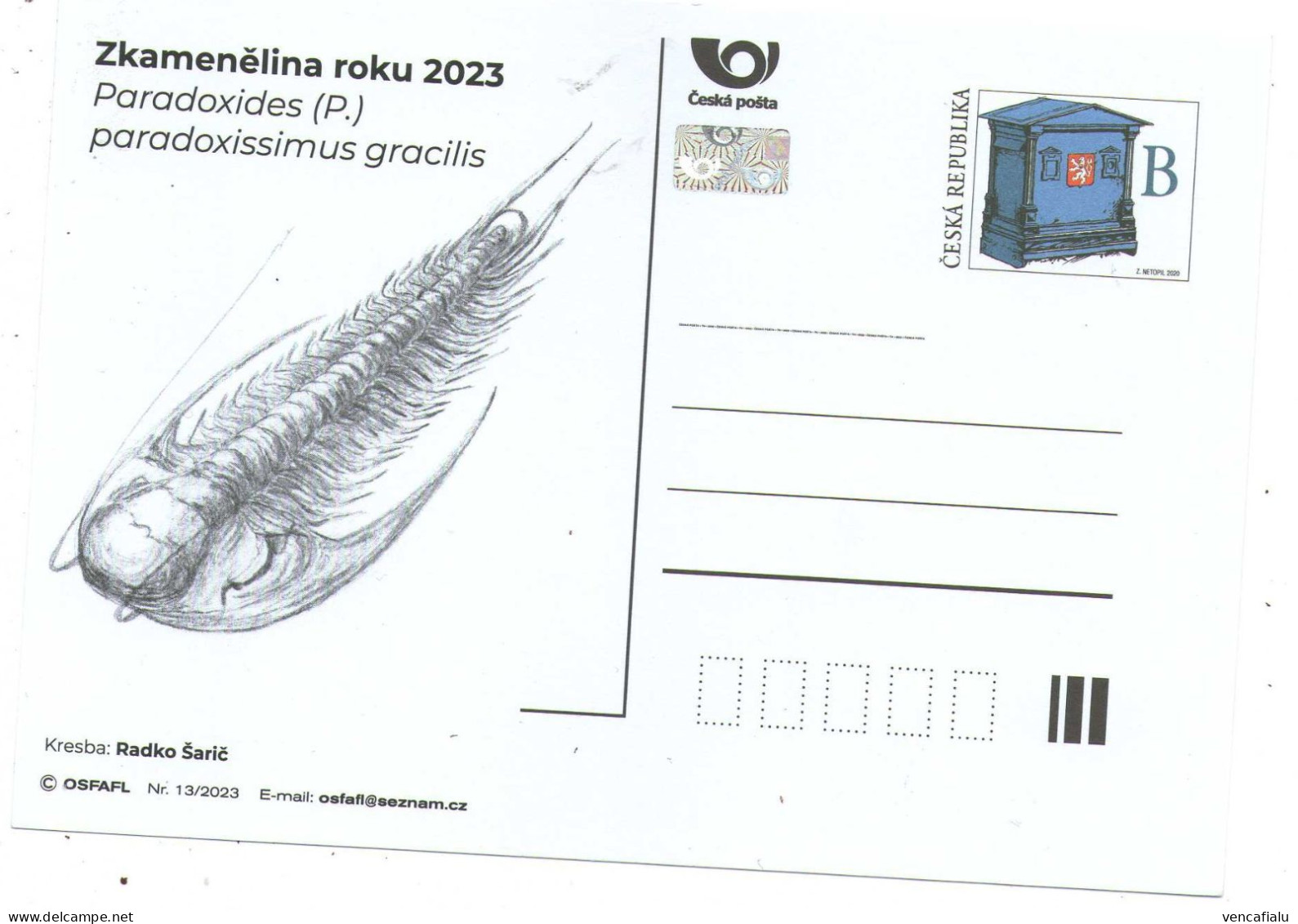 Czech Republic 2023 - Fossil Year 2023, Trilobite, Special Postal Stationery, MNH - Fossiles