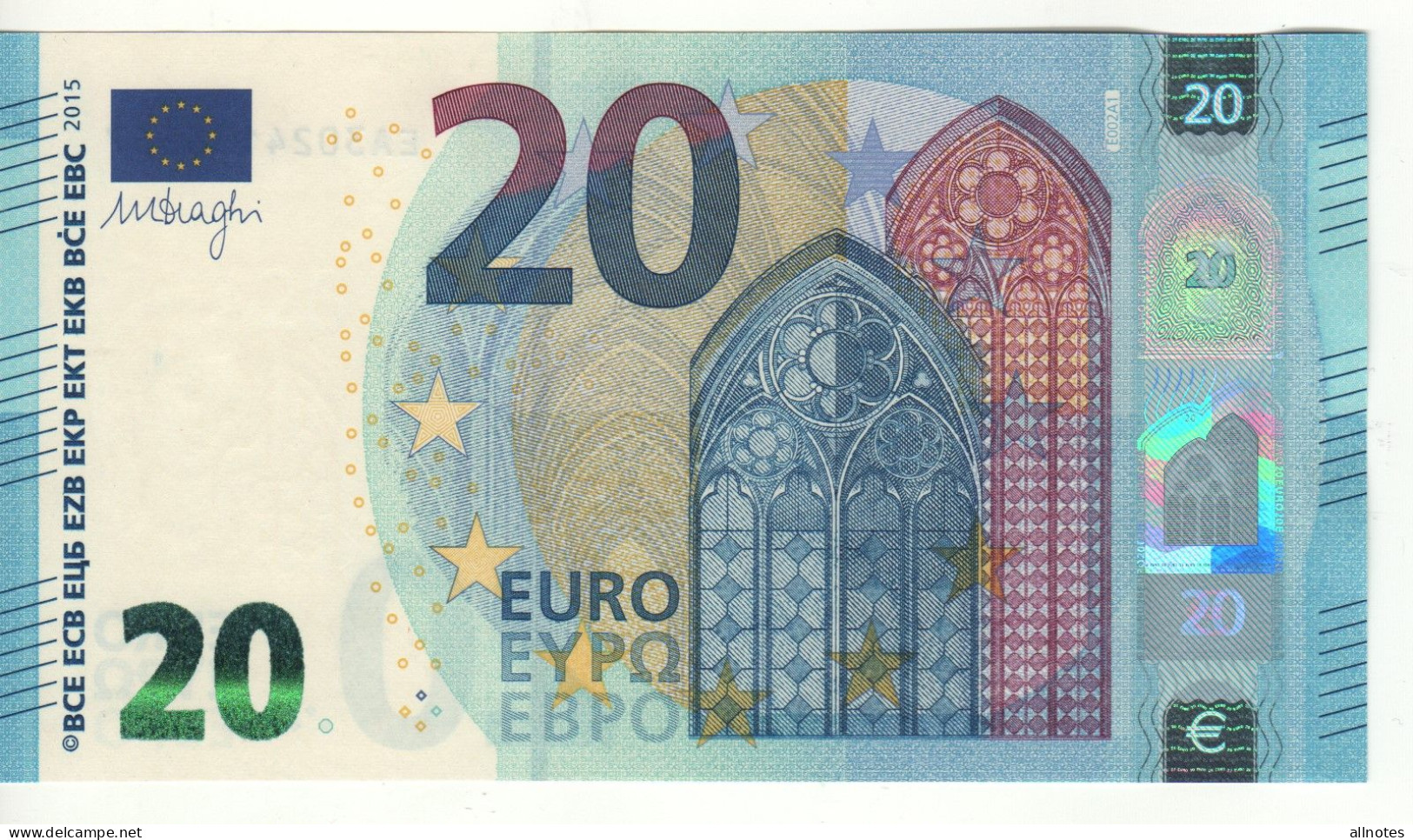 20 EURO  Firma DRAGHI    E 002 A1    EA3024136567  /  FDS - UNC - 20 Euro