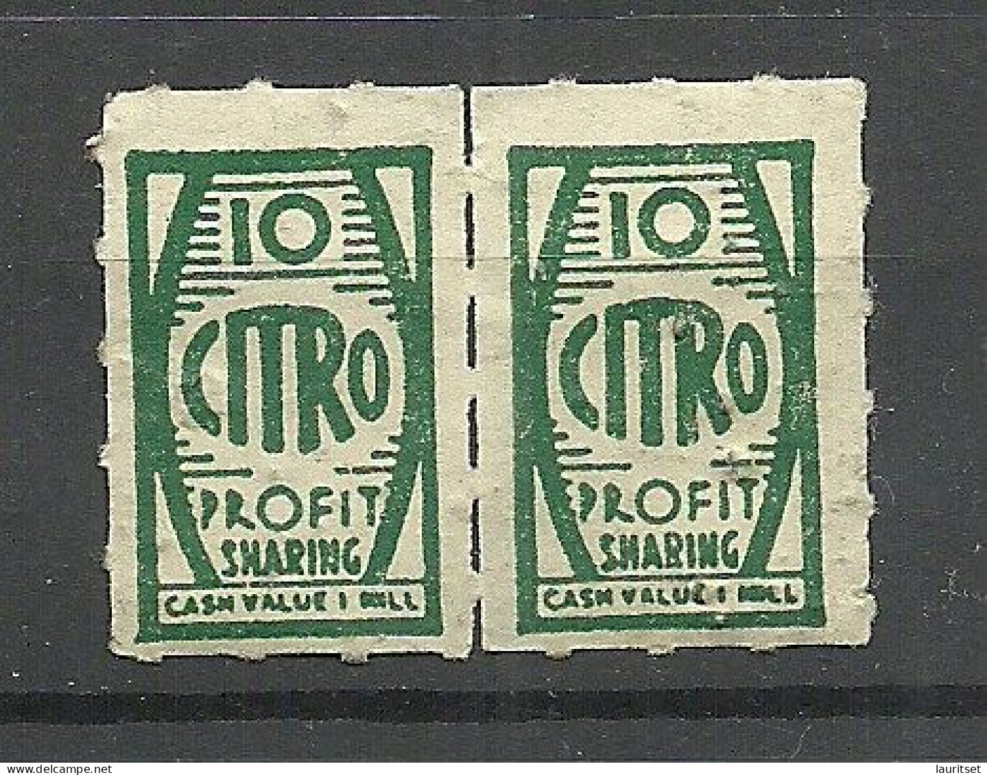 USA Vignettes Cash Value 1 Mill Profit Stamp Citro As Pair MNH - Zonder Classificatie