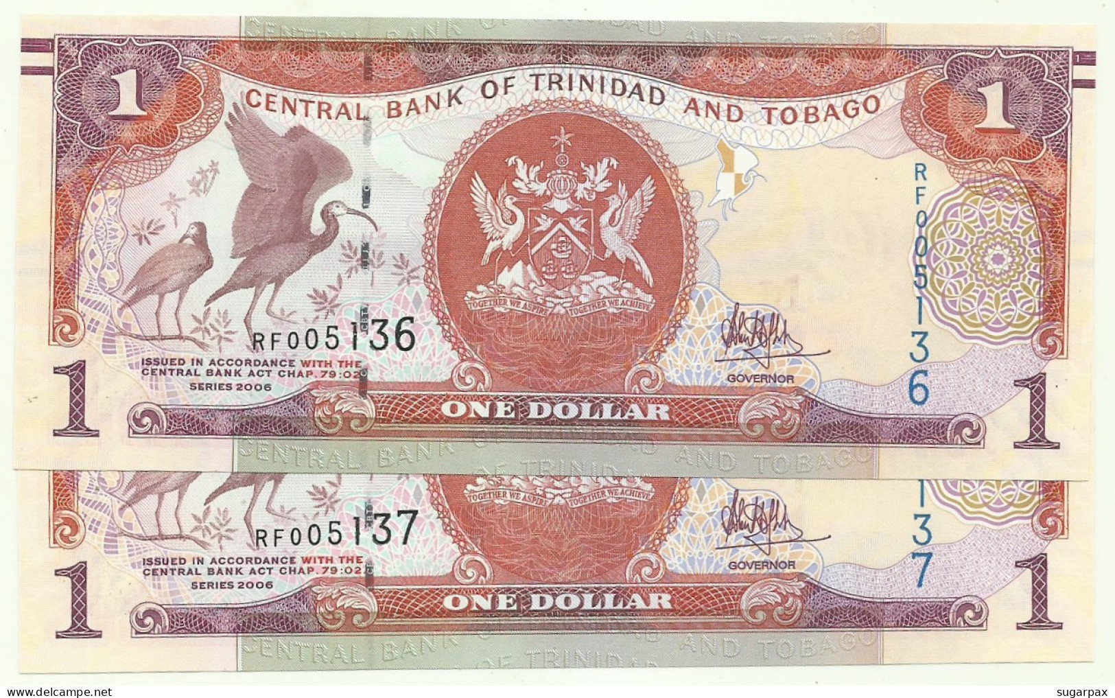 Trinidad & Tobago - 2 X 1 Dollar - 2006 ( 2017 ) - Pick: 46A.b - Unc. - Serie RF - Trinité & Tobago
