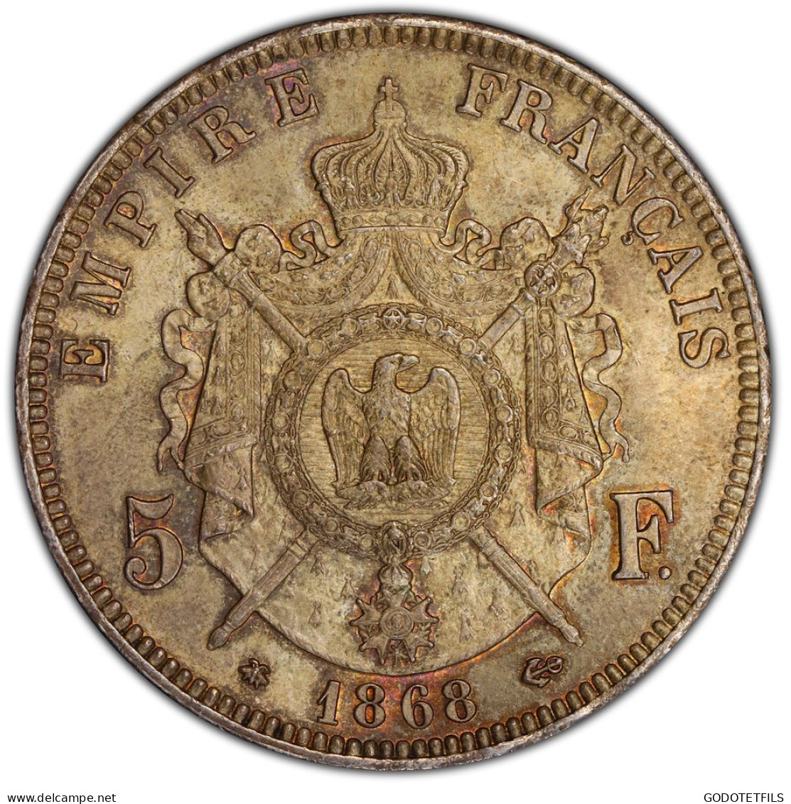 Monnaie Gradée PCGS MS64 Napoléon III 5 Francs 1868 Paris - 5 Francs