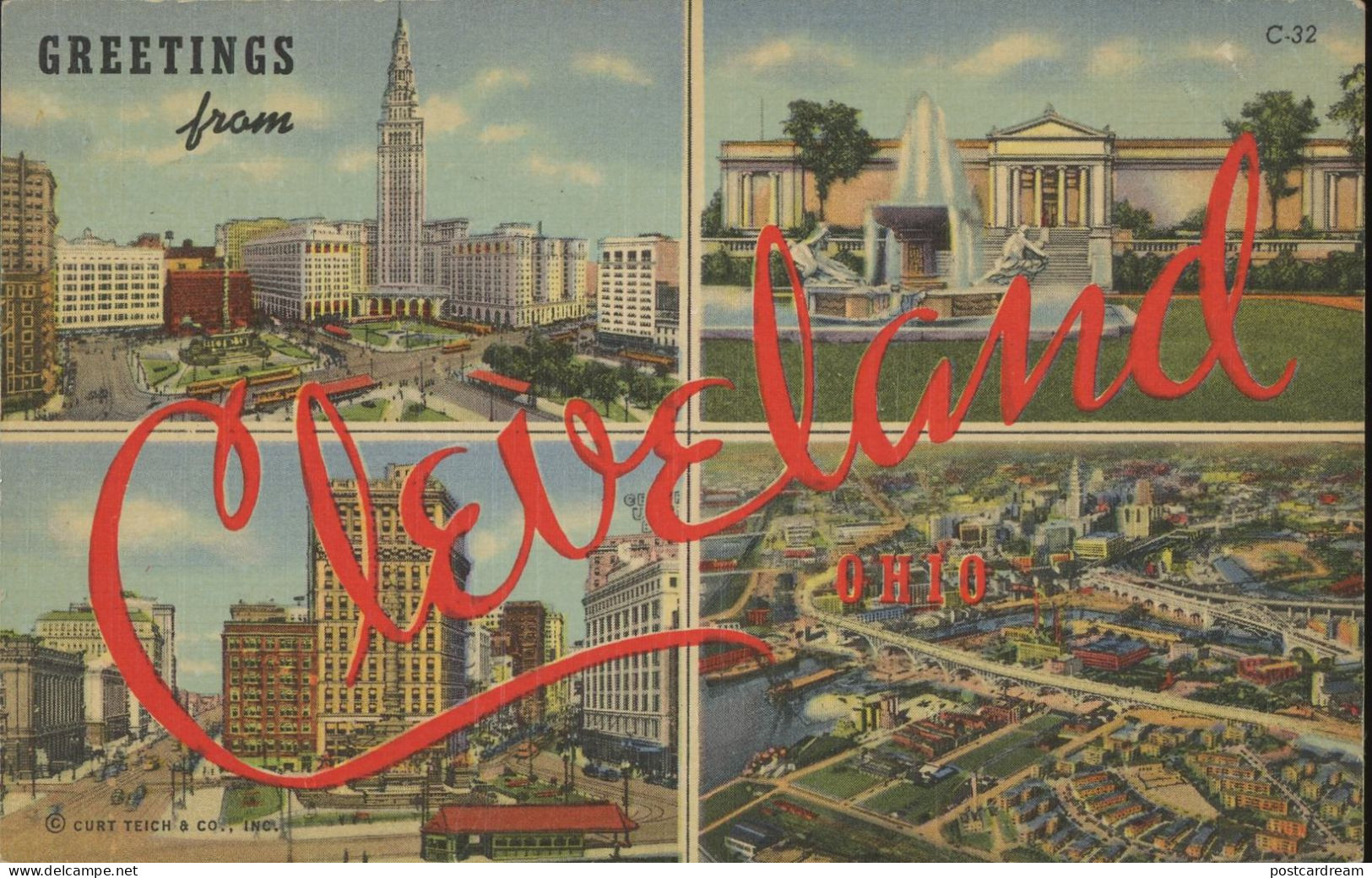 Greeting From Cleveland OH Postcard 1952 Large Letter - Cleveland