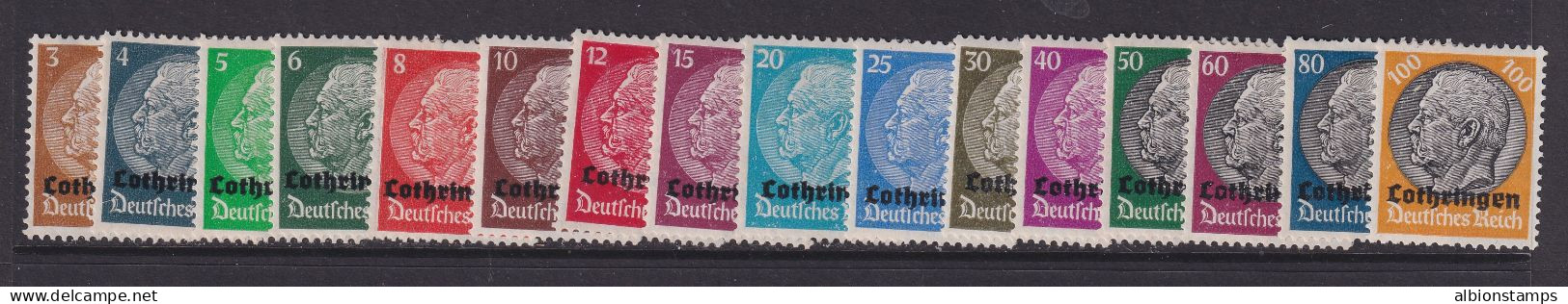 France, Lorraine, Scott N43-N58, MHR - Unused Stamps