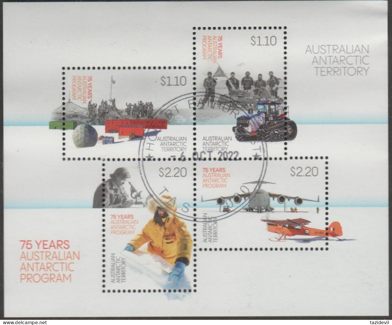 AUSTRALIAN ANTARCTIC TERRITORY - USED  2022 $1.10 Australian Antarctic Programe 75 Years Souvenir Sheet - Gebraucht