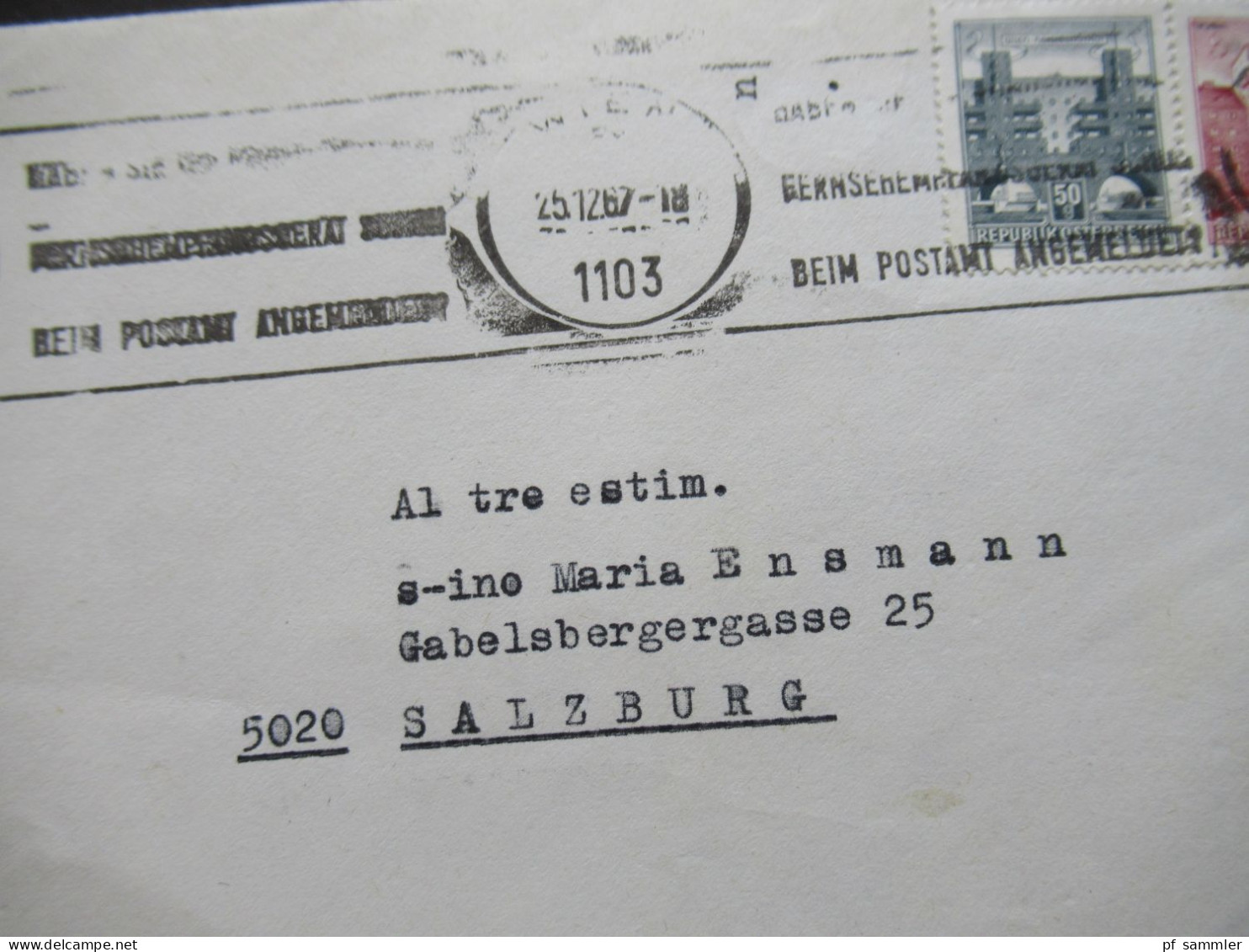 Österreich 1967 Maschinenstempel Wien Thematik Esperanto Grüner Absender Stempel Mit Stern - Briefe U. Dokumente