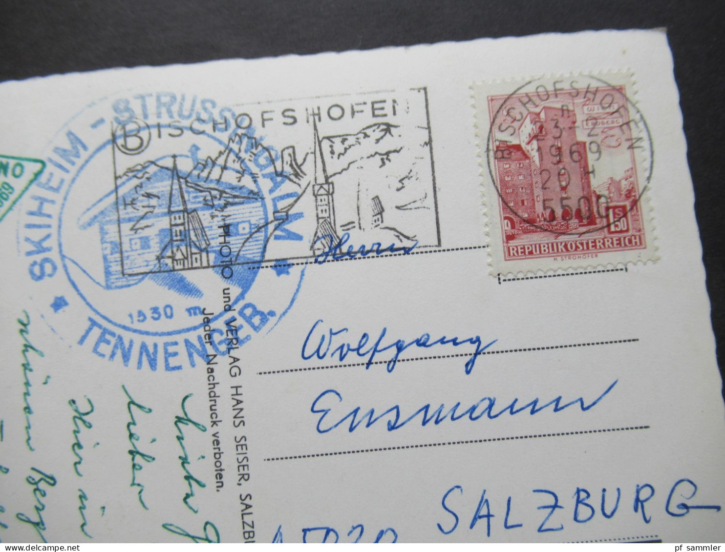 Österreich 1969 Echtfoto AK (3 Stk.) Mit Grünem Dreieckstempel Skisemajna Esperanto Werfenweng 1969 - Covers & Documents