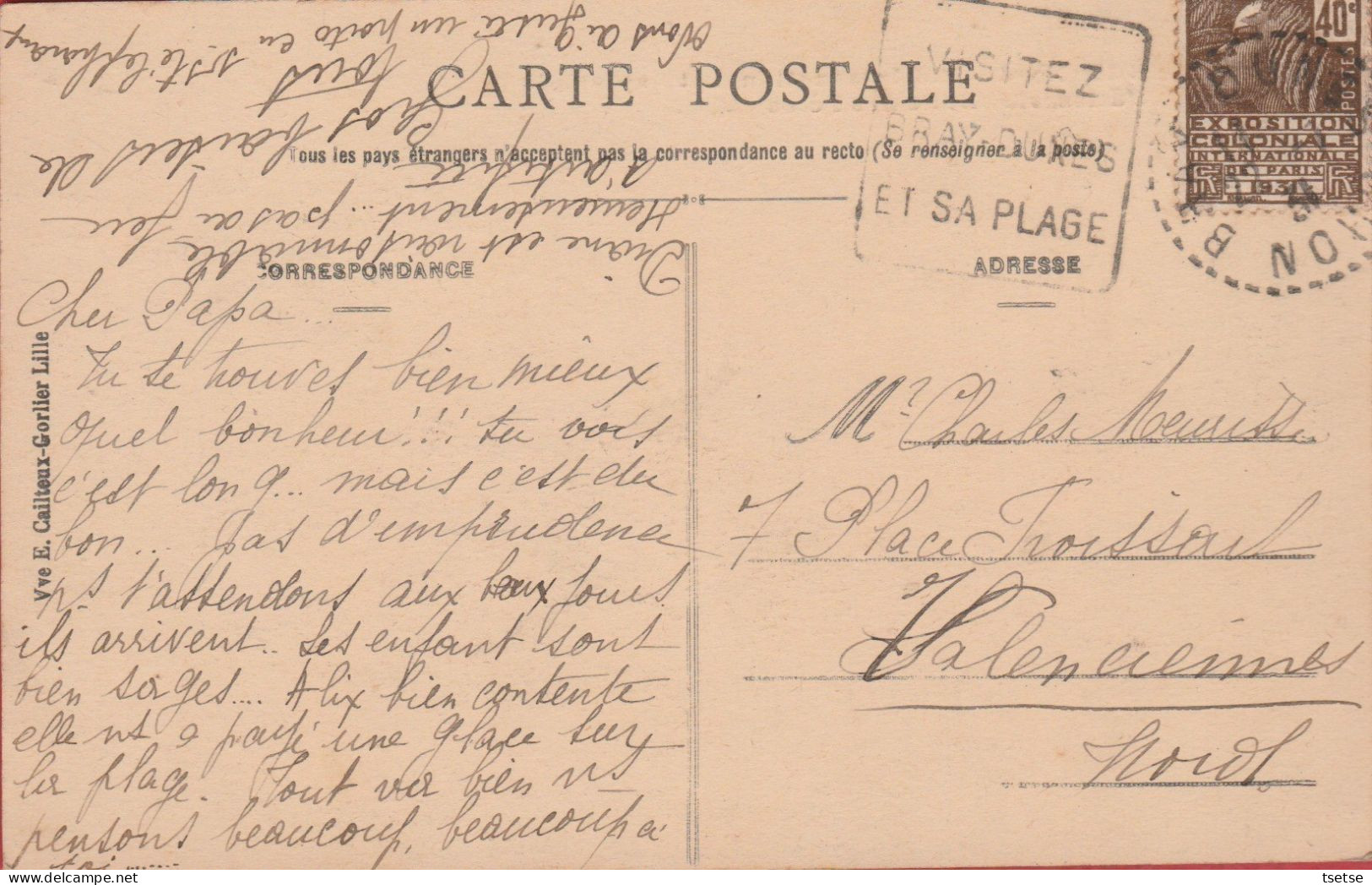 Bray-Dunes - Bld International Et Esplanade -Pâtisserie - Salle Des Fêtes - 193? ( Voir Verso ) - Bray-Dunes