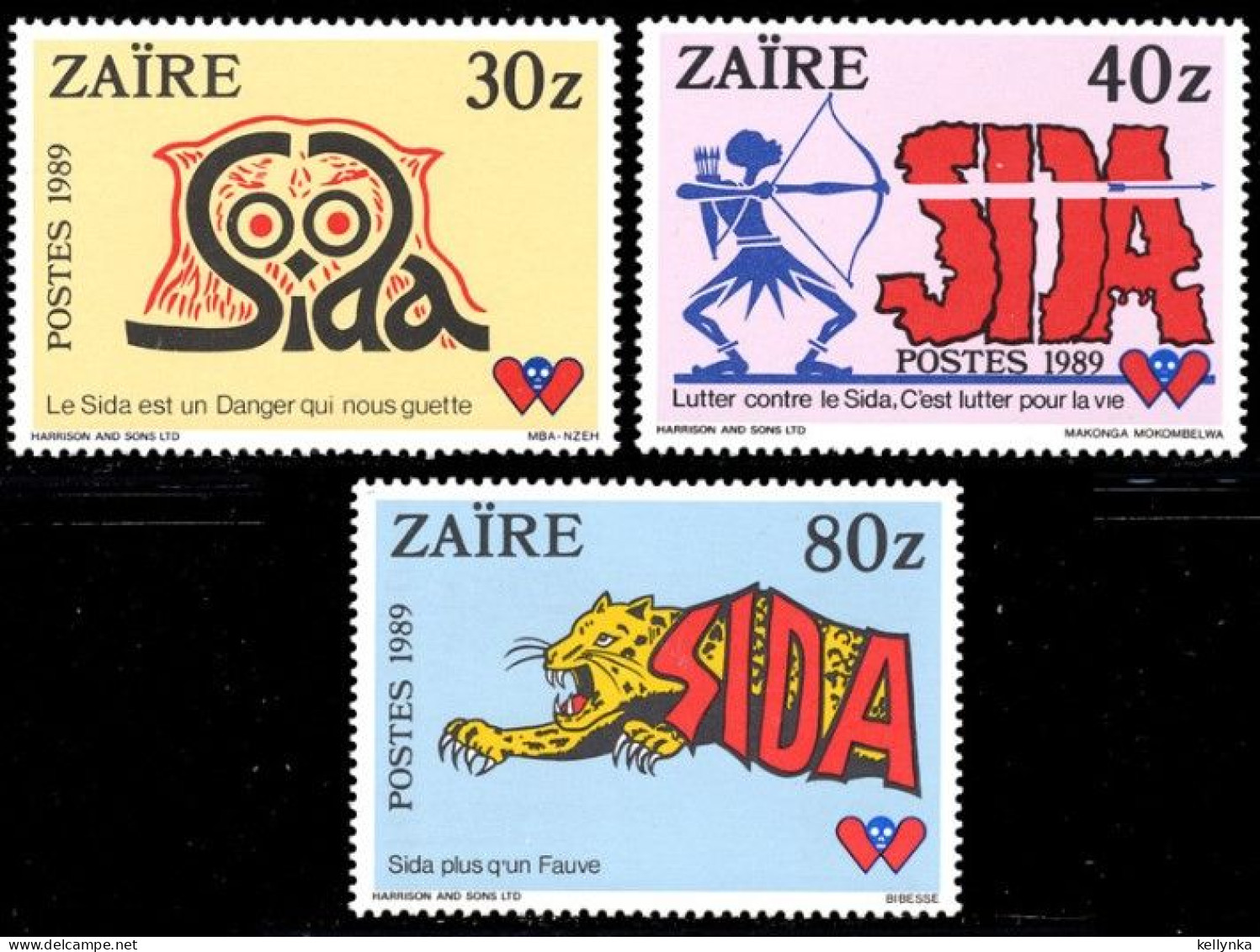 Zaïre - 1335/1337 - Sida - 1990 - MNH - Unused Stamps