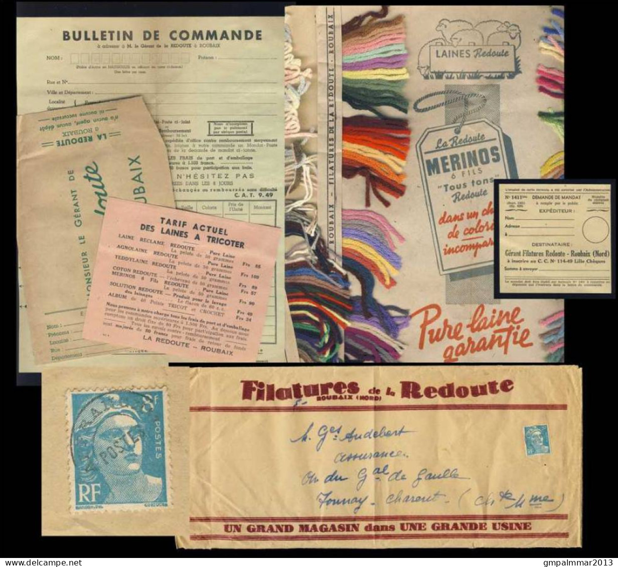 SEPT 1949 - 8fr GANDON PREO (N°106) SUR ENVELOPPE DES FILATURE DE LA REDOUTE A ROUBAIX AVEC CONTENU ! LOT 250 - Other & Unclassified