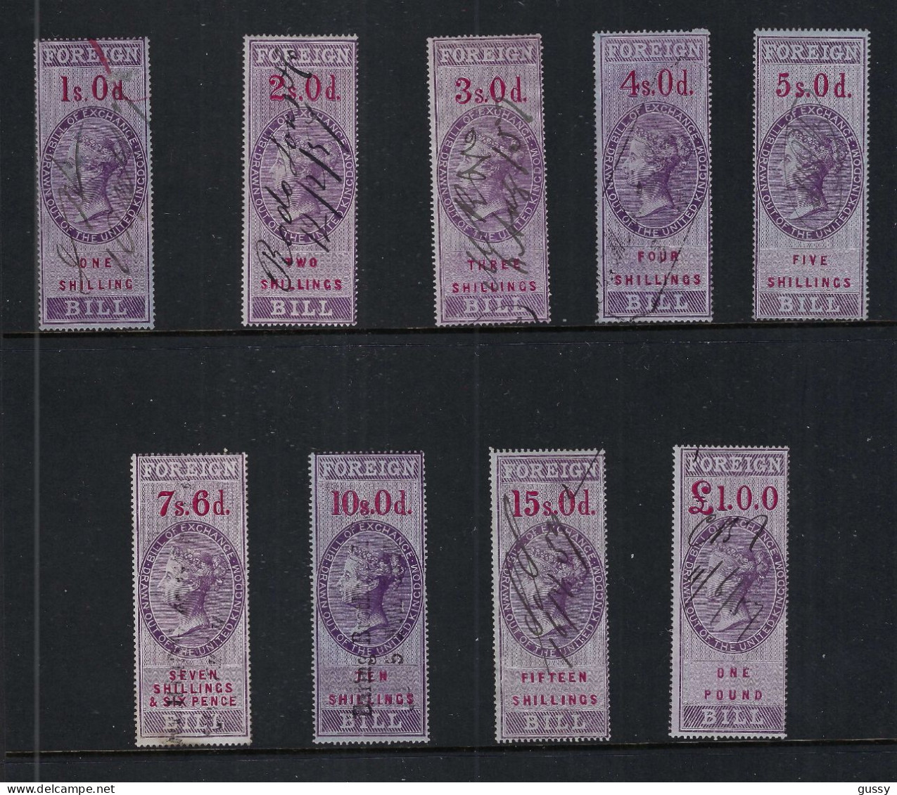 GRANDE BRETAGNE Fiscaux Ca.1857: Lot De TF "Foreign Bill" Obl. Diverses, TB - Revenue Stamps