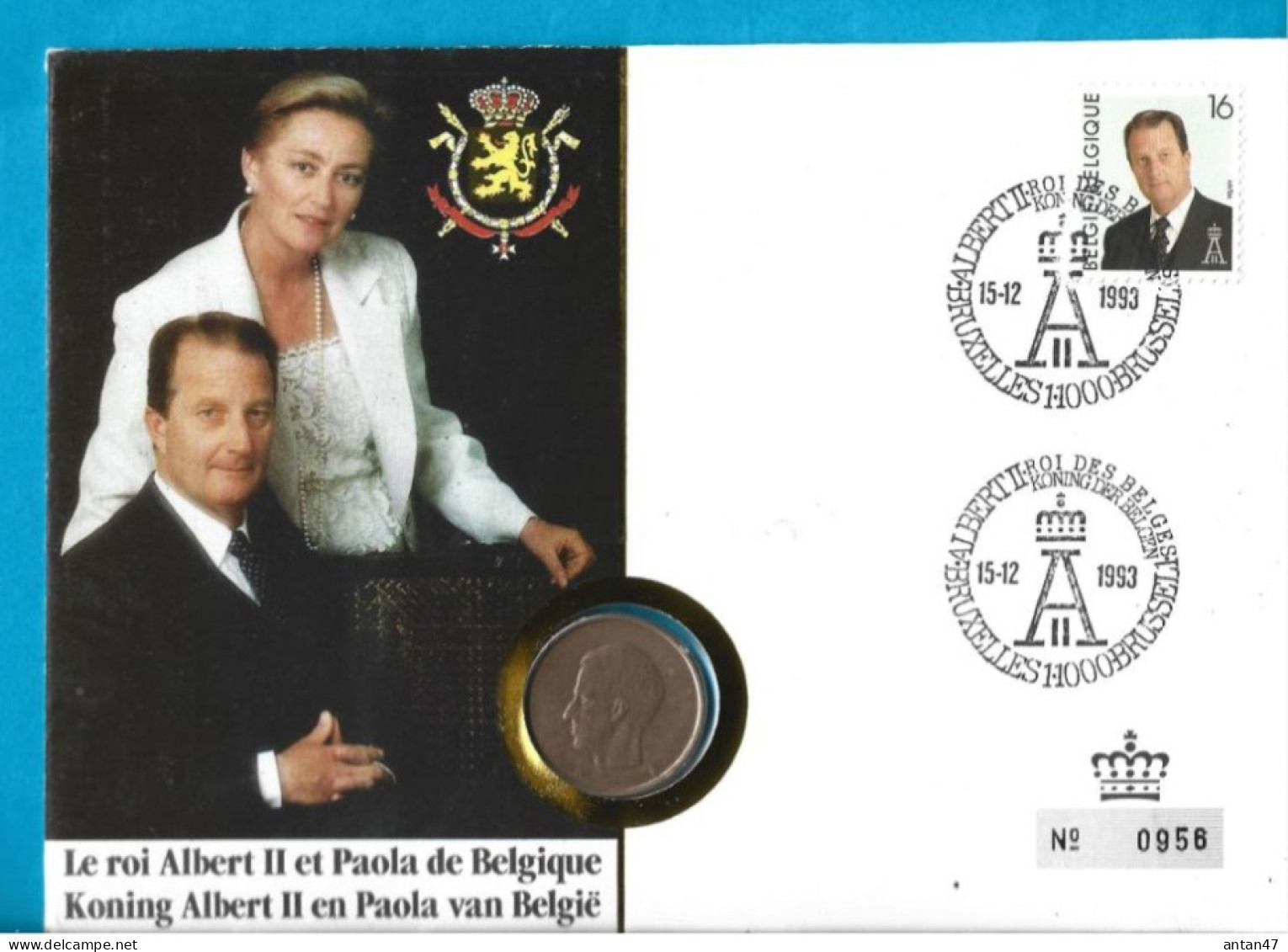 BELGIQUE / Enveloppe 1994 Timbrée Numérotée 958 Roi ALBERT II & PAOLA Avec Monnaie 20Fr Belge / Tirage Limité 7000ex - Numisletter