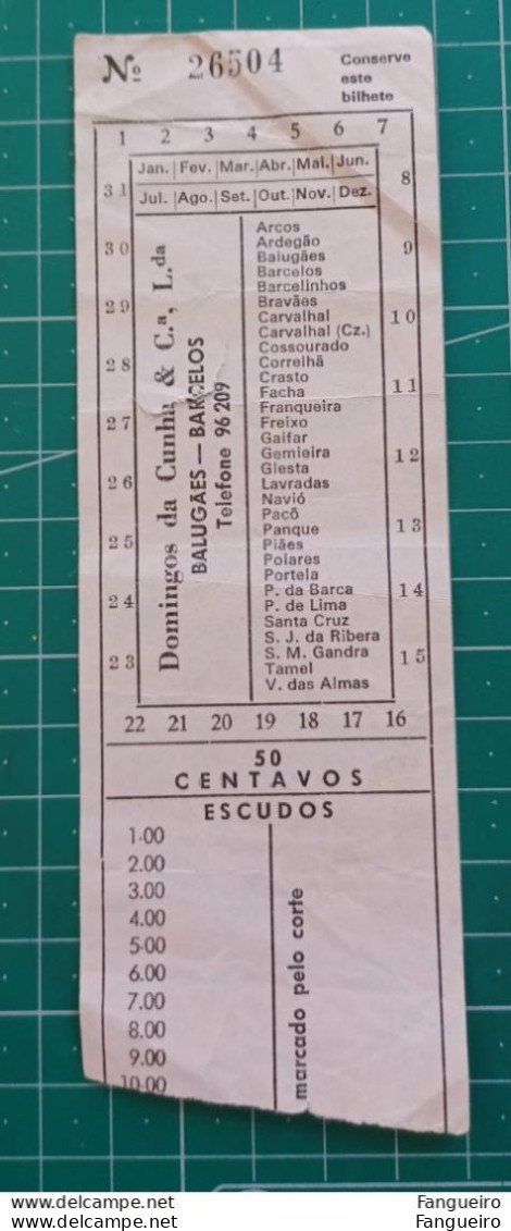 PORTUGAL BUS TICKET - Europa
