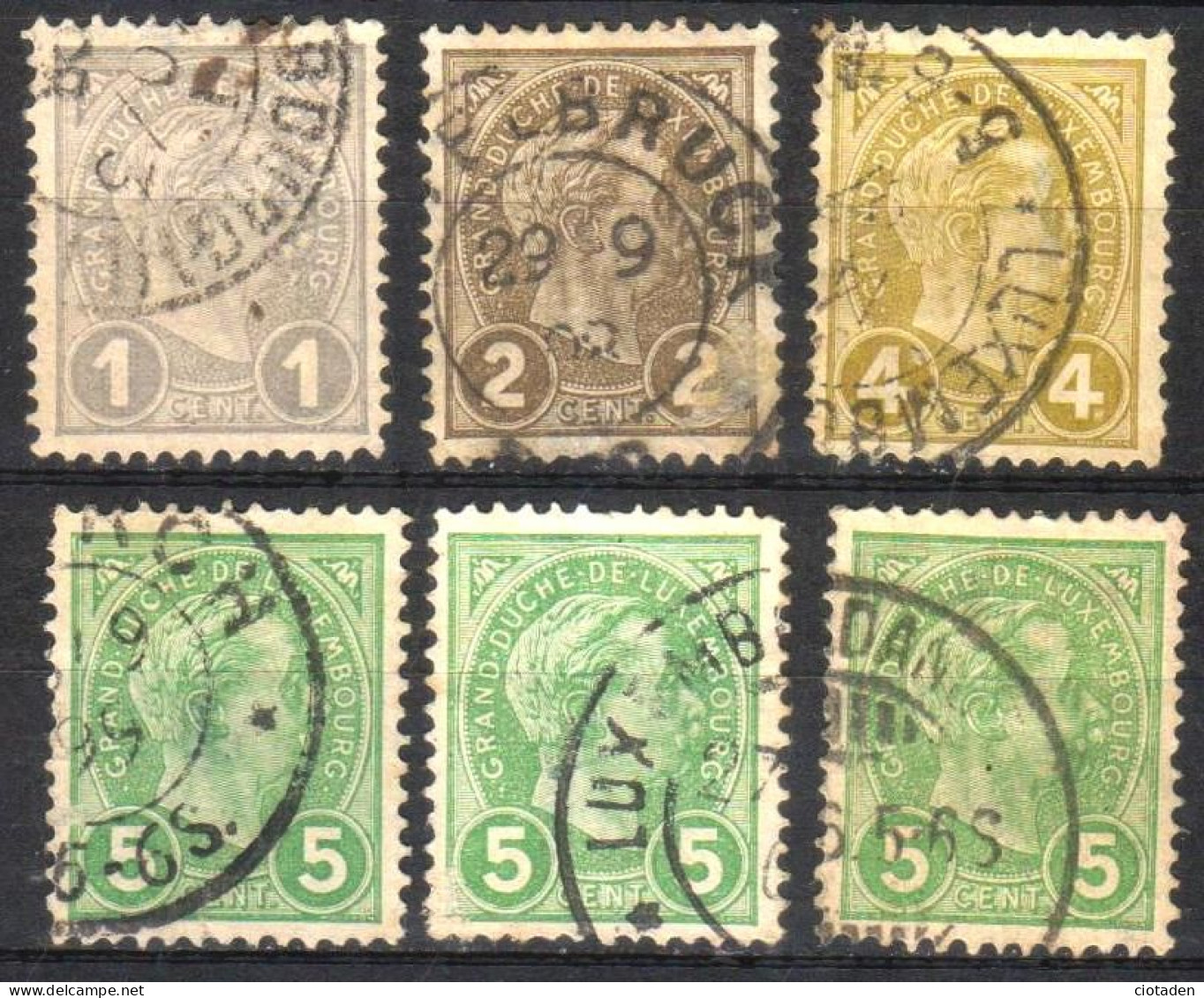 LUXEMBOURG - 1895 - 6 Timbres - 1895 Adolphe Profil