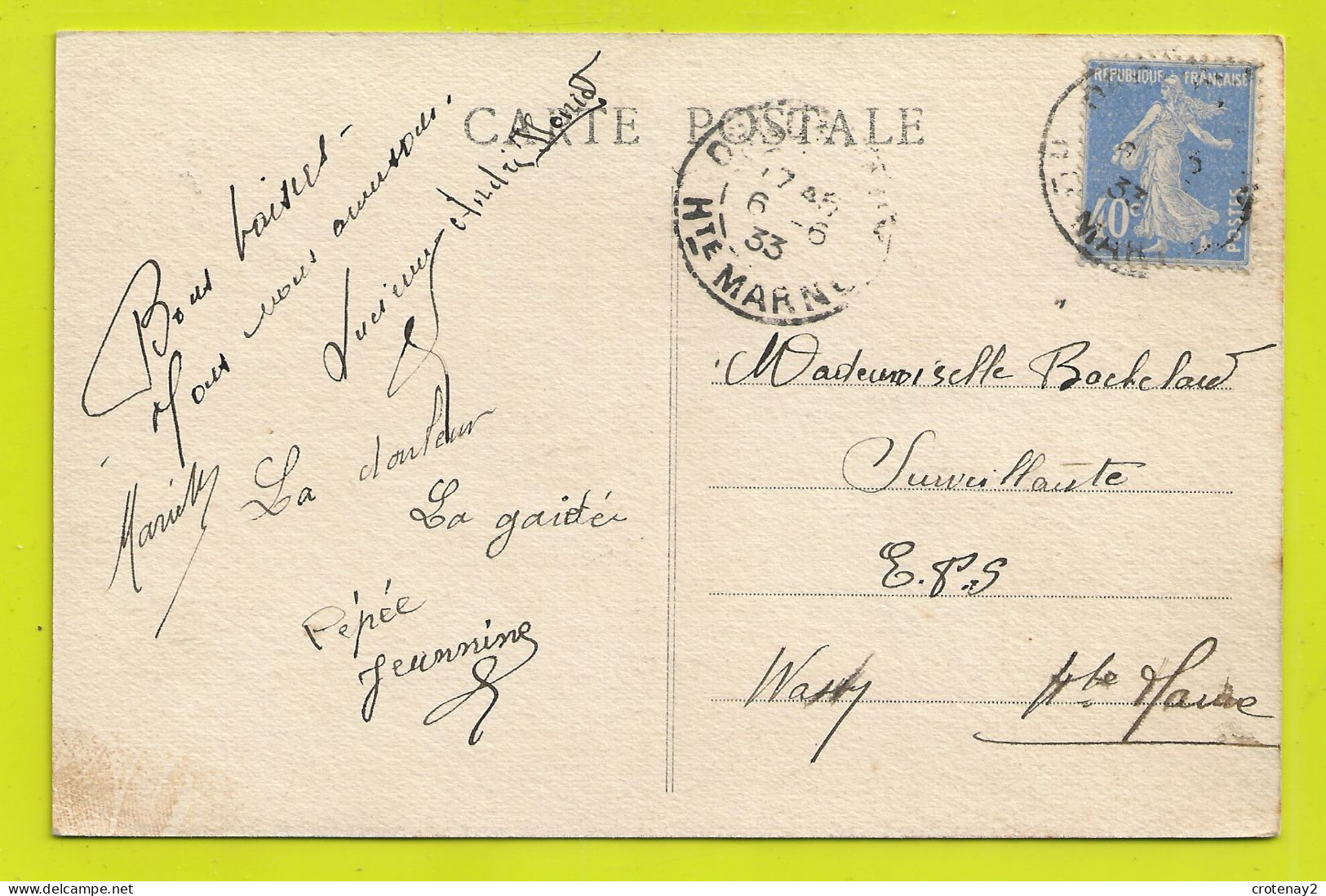 52 Environs De LEURVILLE Vers Andelot Blancheville Le Cul Du Cerf VOIR DOS En 1933 - Andelot Blancheville