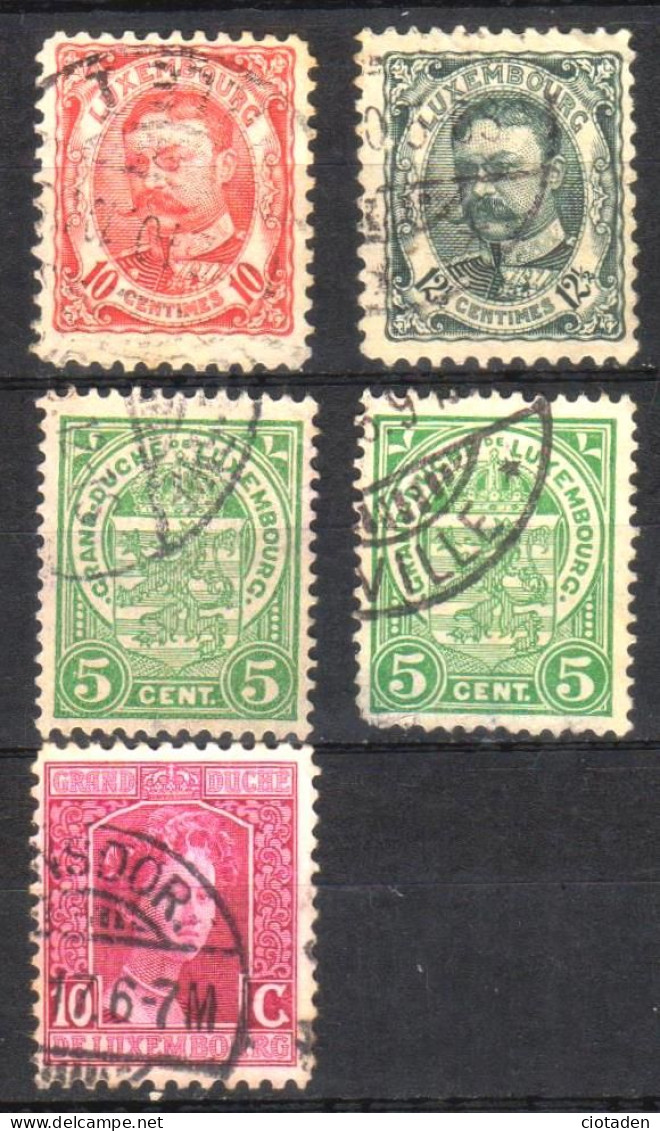 LUXEMBOURG - 1906 - 1914 - 5 Timbres - 1906 William IV