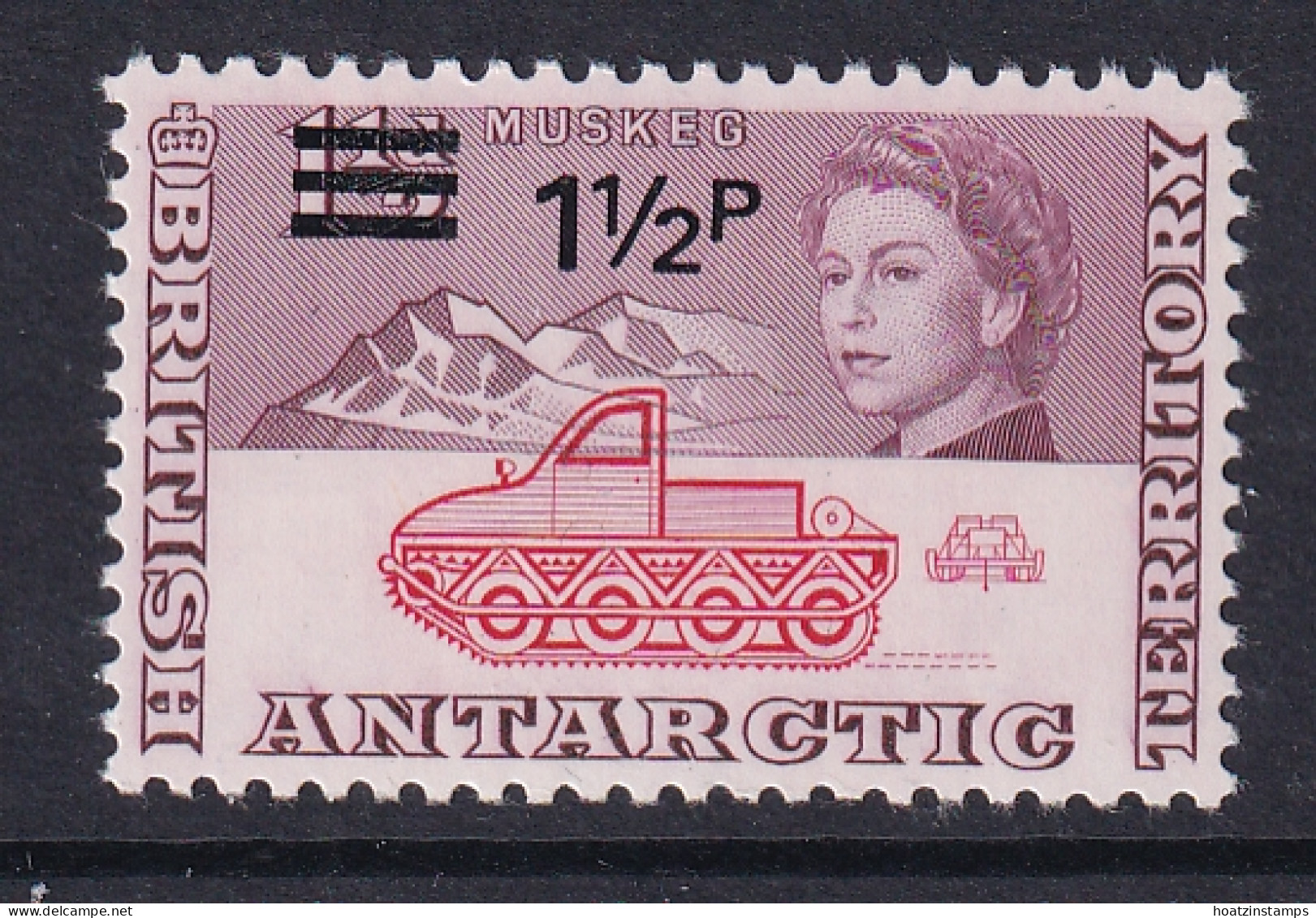 British Antarctic Territory: 1971   QE II - Decimal Currency Surcharge   SG26     1½p On 1½d   MH - Used Stamps