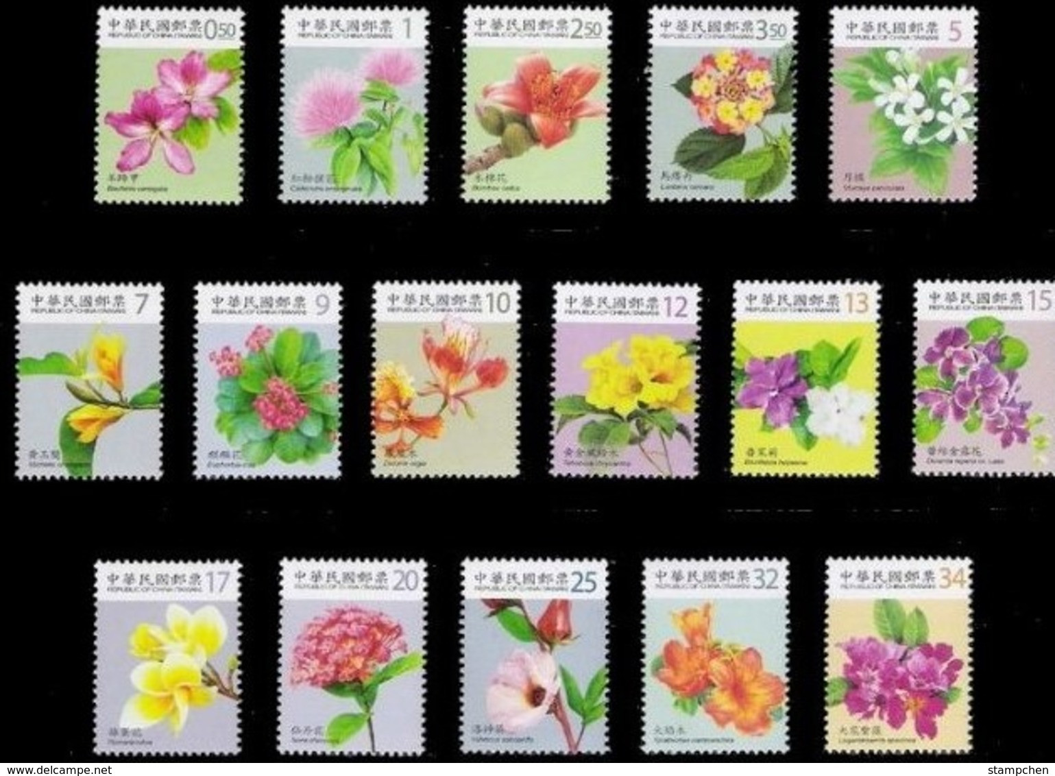 Taiwan Complete Series 2009-2010 Flower Stamps (I-IV)  Flora Post - Neufs