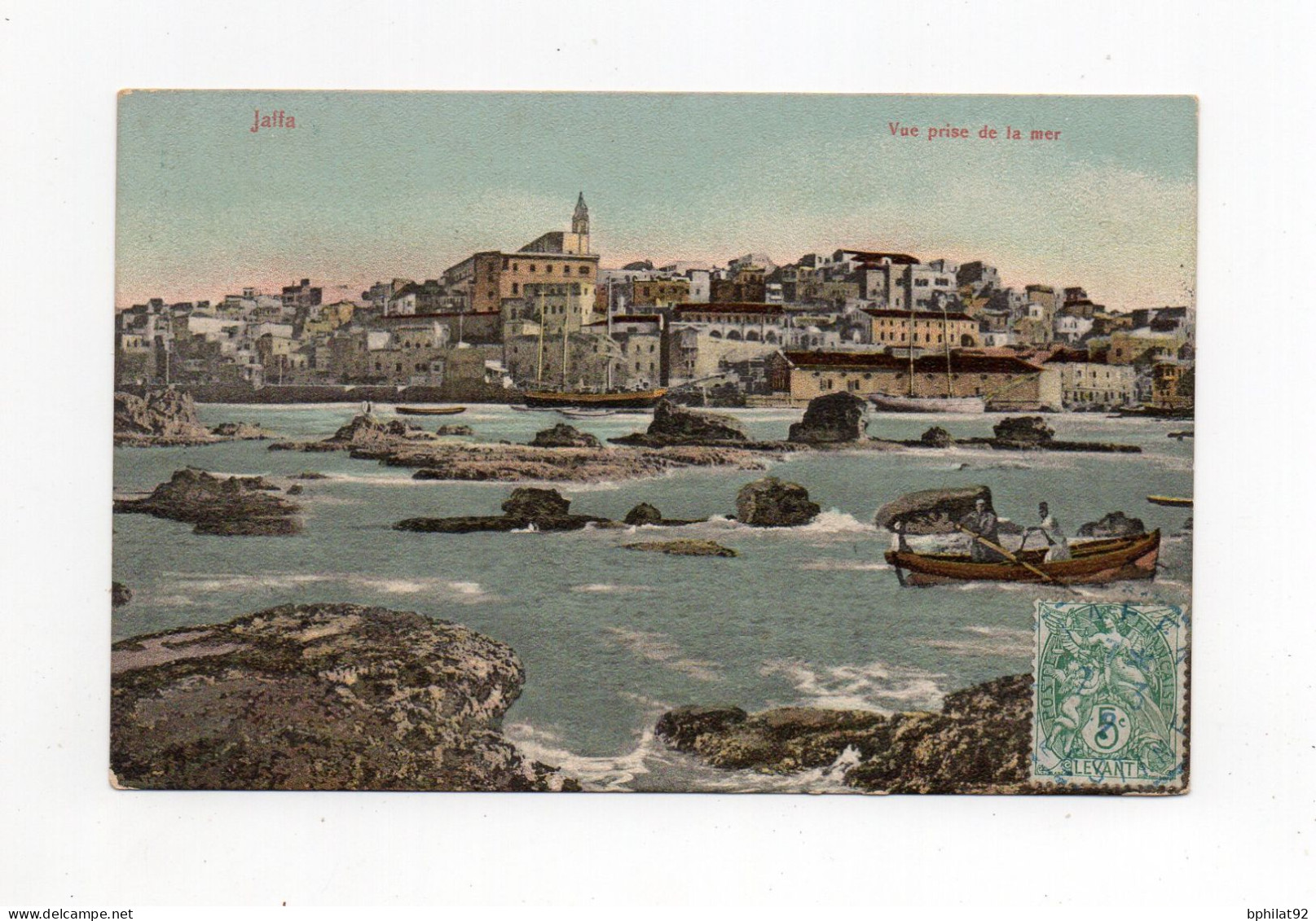 !!! 5C TYPE BLANC SUR CPA DE JAFFA  POUR PARIS, CACHET DE JAFFA - PALESTINE DE 1912 - Briefe U. Dokumente