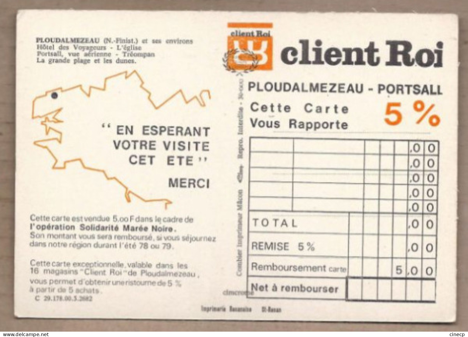 CPSM 29 - PLOUDALMEZEAU - TB CP Multivue Dont Hotel Des Voyageurs + Verso CLIENT ROI Solidarité Marée Noire 5 % - Ploudalmézeau