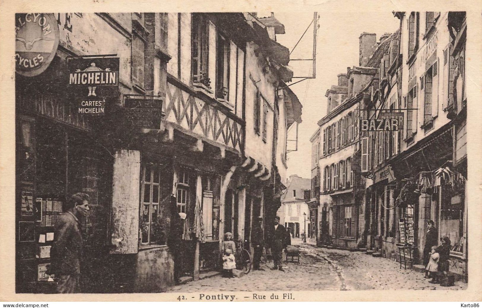 Pontivy * Rue Du Fil * Bazar * Commerces Magasin * Pubs Michelin Alcyon Cycles - Ploemeur