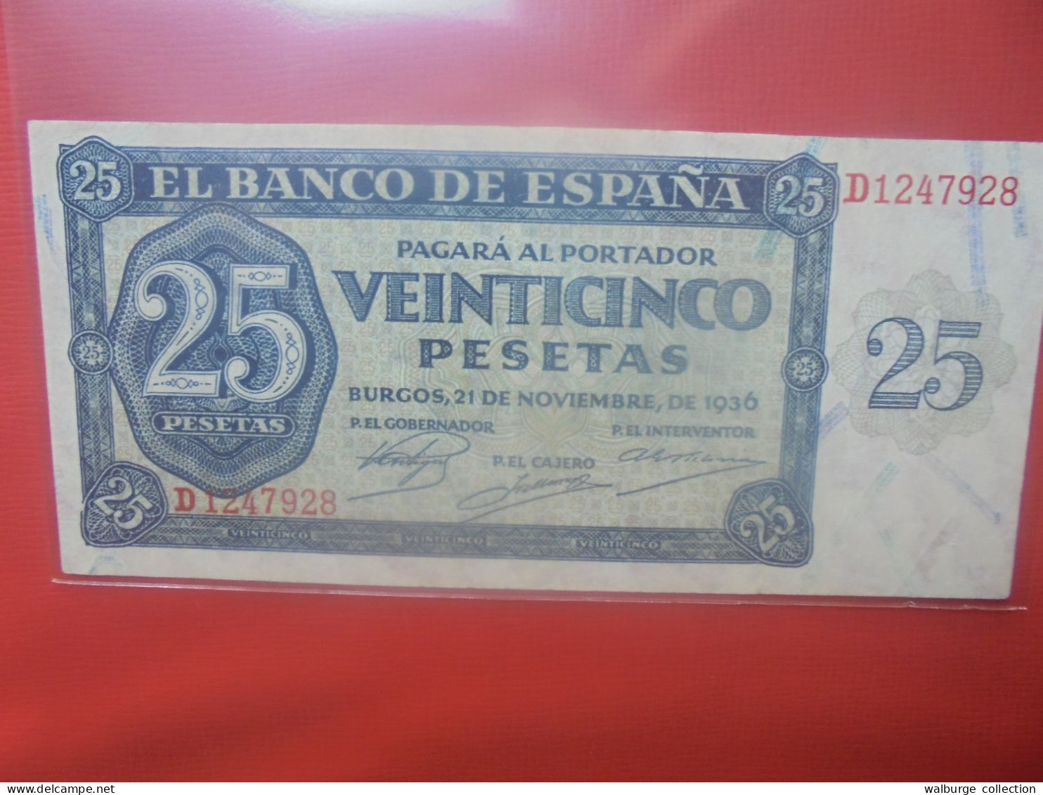 ESPAGNE 25 PESETAS 1936 Circuler (B.29) - 25 Pesetas