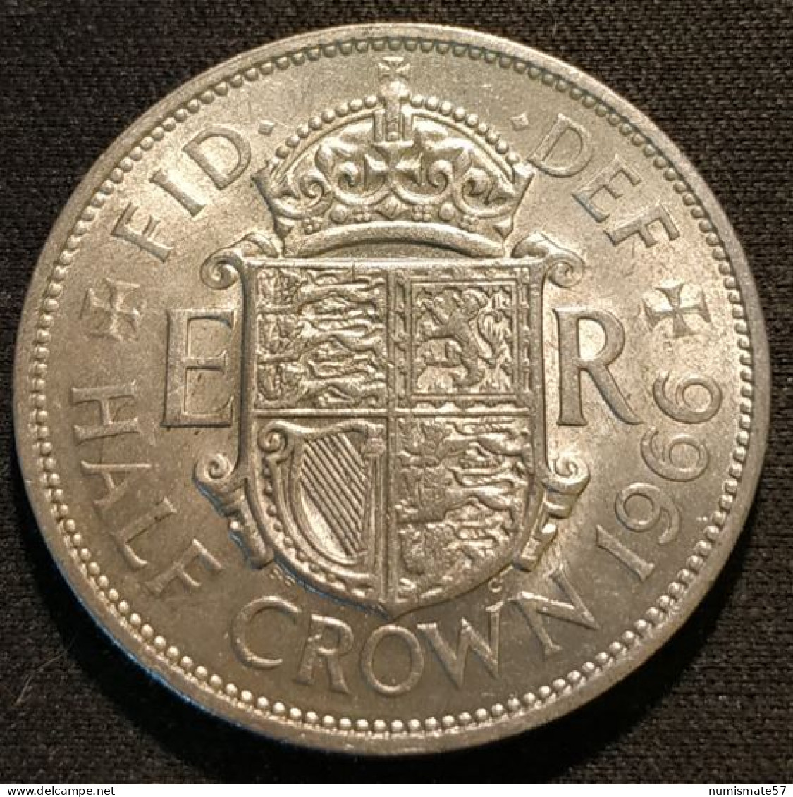 GRANDE BRETAGNE - HALF CROWN 1966 - Elizabeth II - 1ère Effigie - Sans "BRITT:OMN:" - KM 907 - K. 1/2 Crown