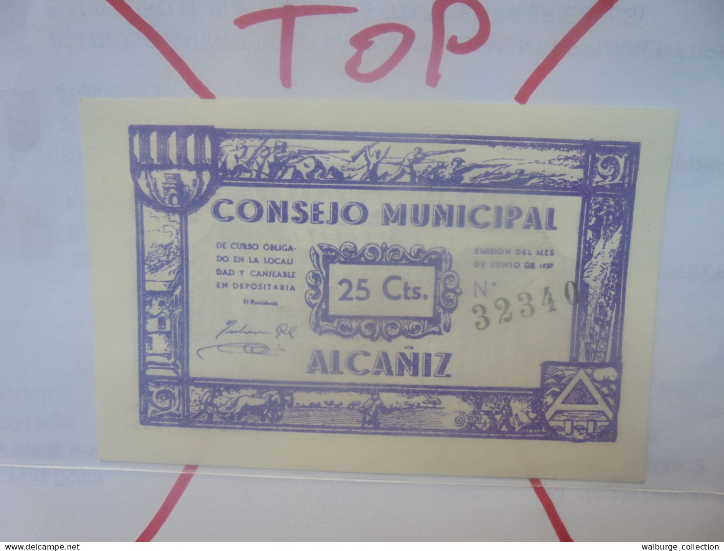 ALCANIZ 25 Centimos 1937 Neuf (B.29) - [ 9] Colecciones